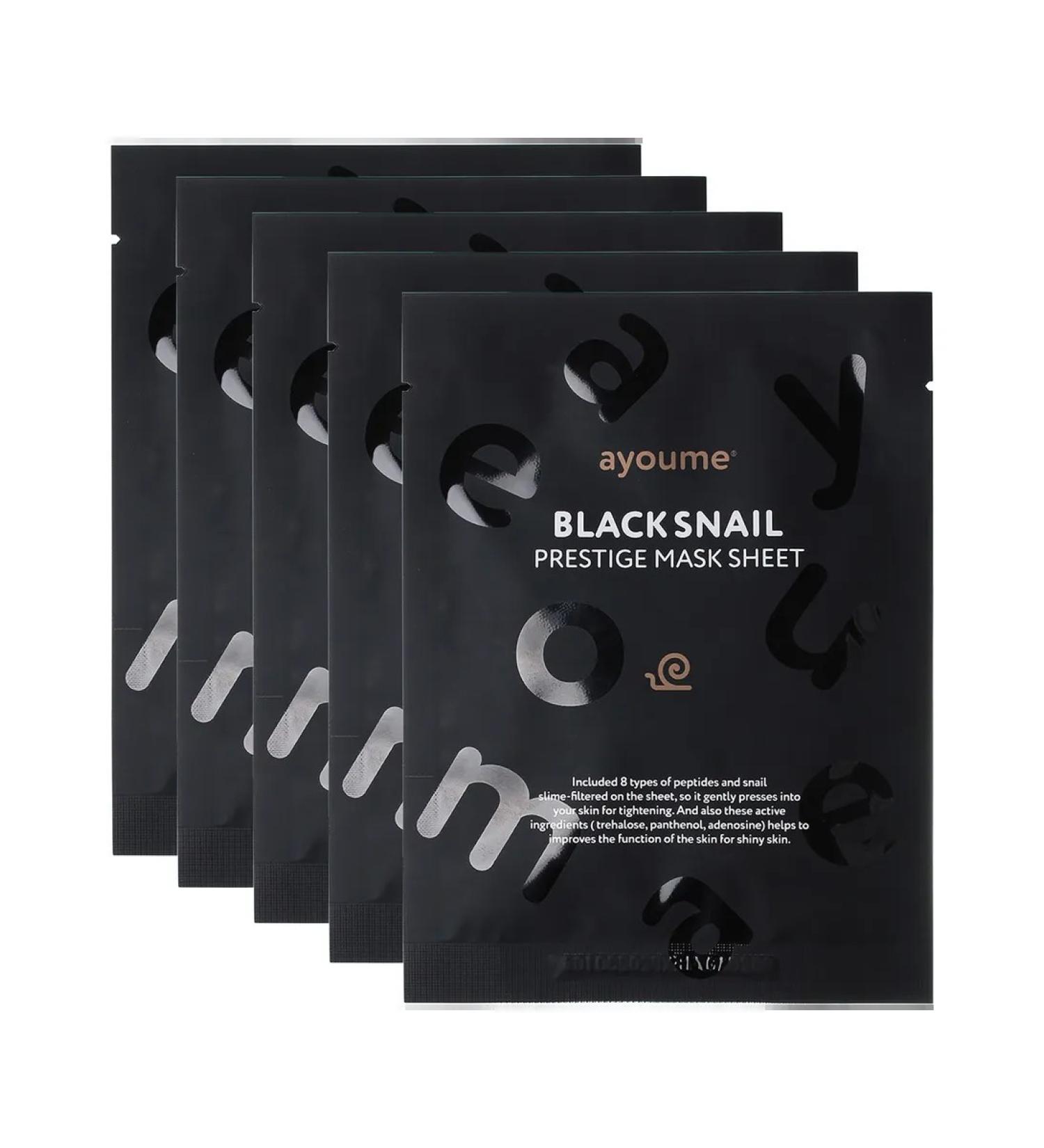 ayoume Black Snail Prestige Mask Sheet set of face masks 5 pcs