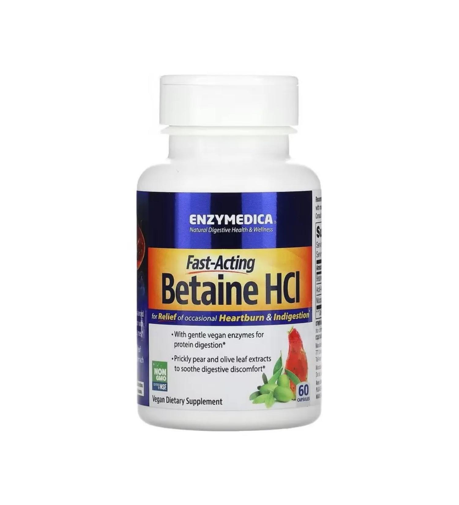 enzymedica Betaine HCl Betain Hydrochloride for digestion 60 pcs - Buy Online on GoSupps.com