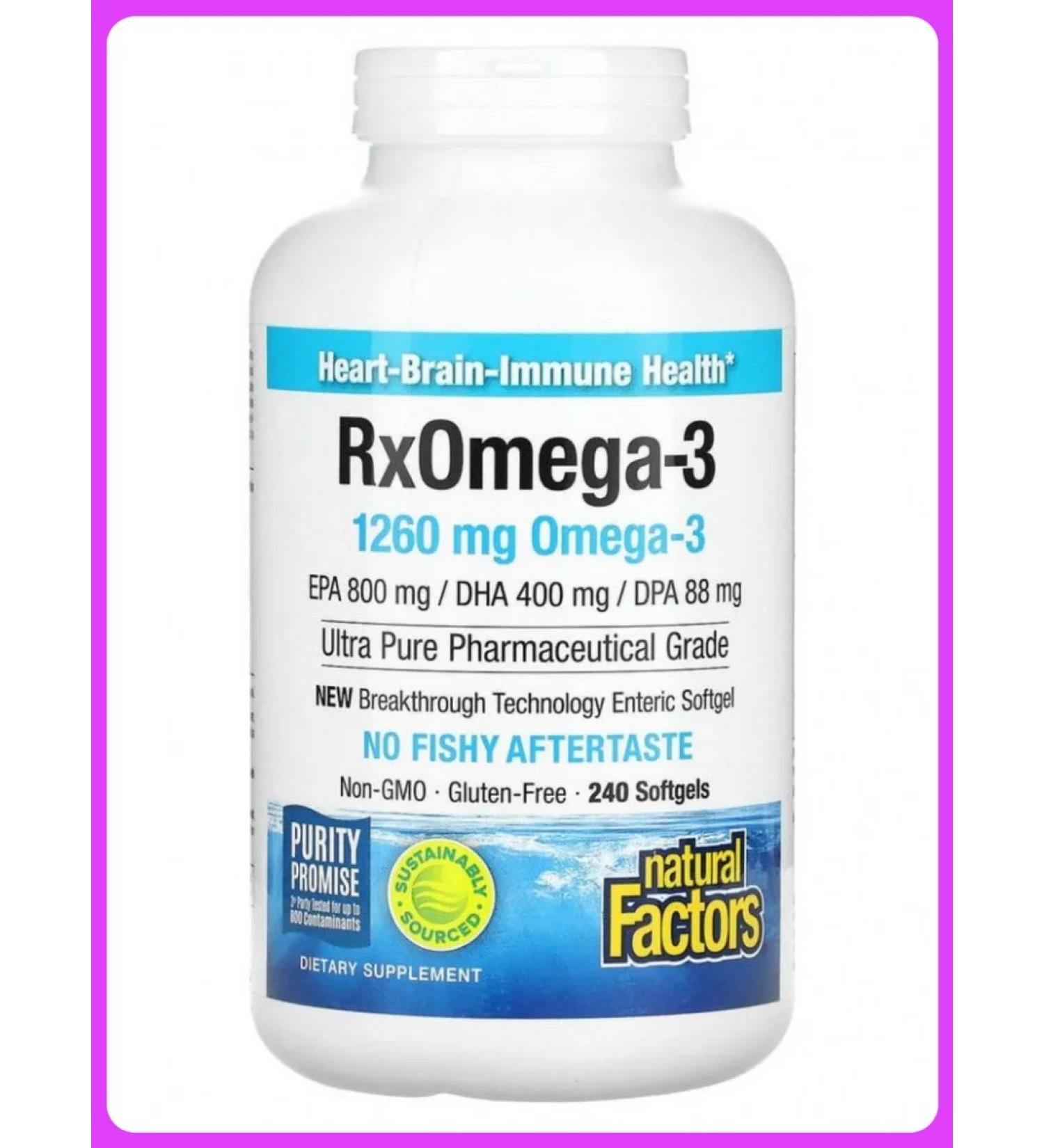 Natural Factors RX OMEGA-3 Fish oil 400 mg of EPK and 200 mg DGK 240 tablets