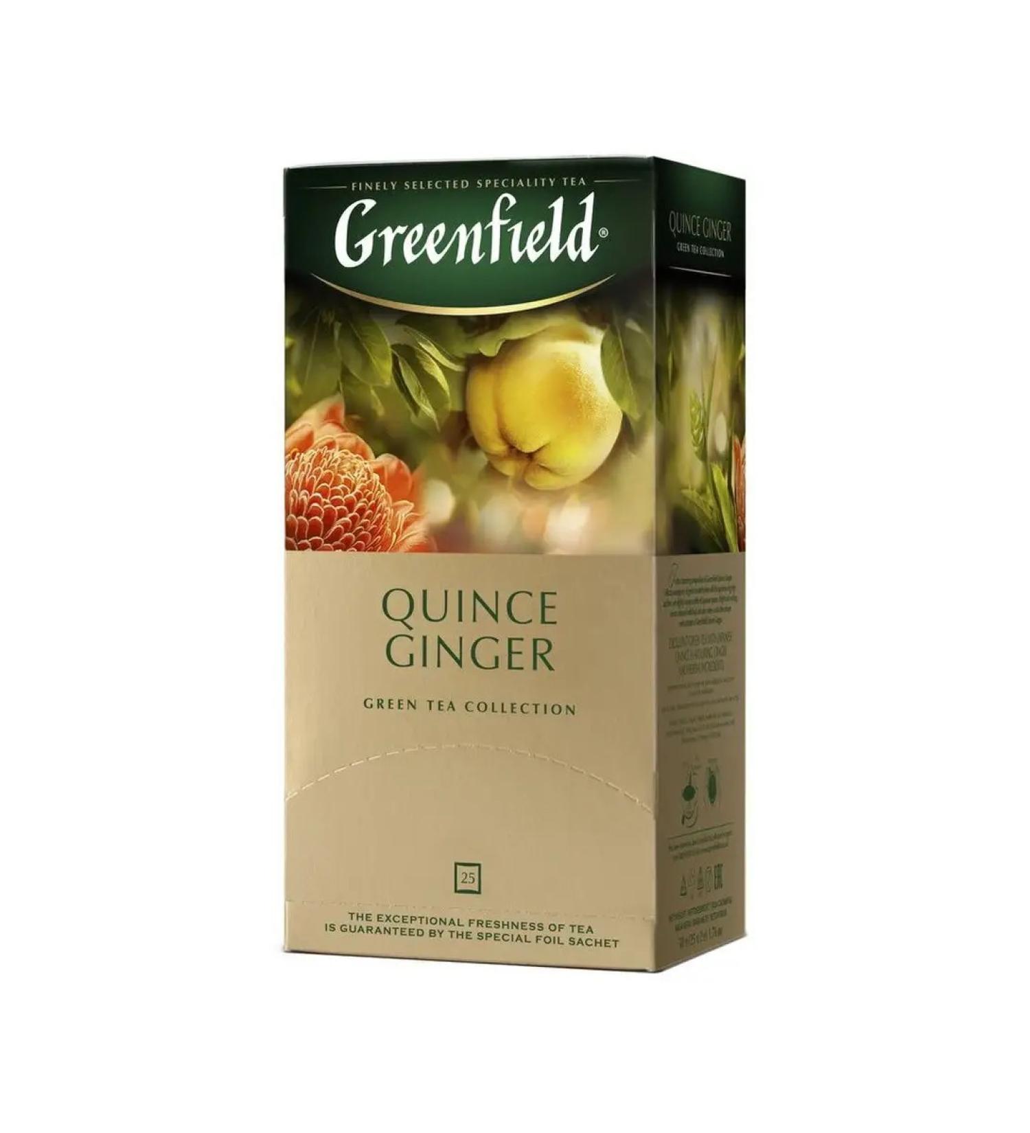 Greenfield Tea Quince Ginger Green 25 Pac - Buy Online on GoSupps.com