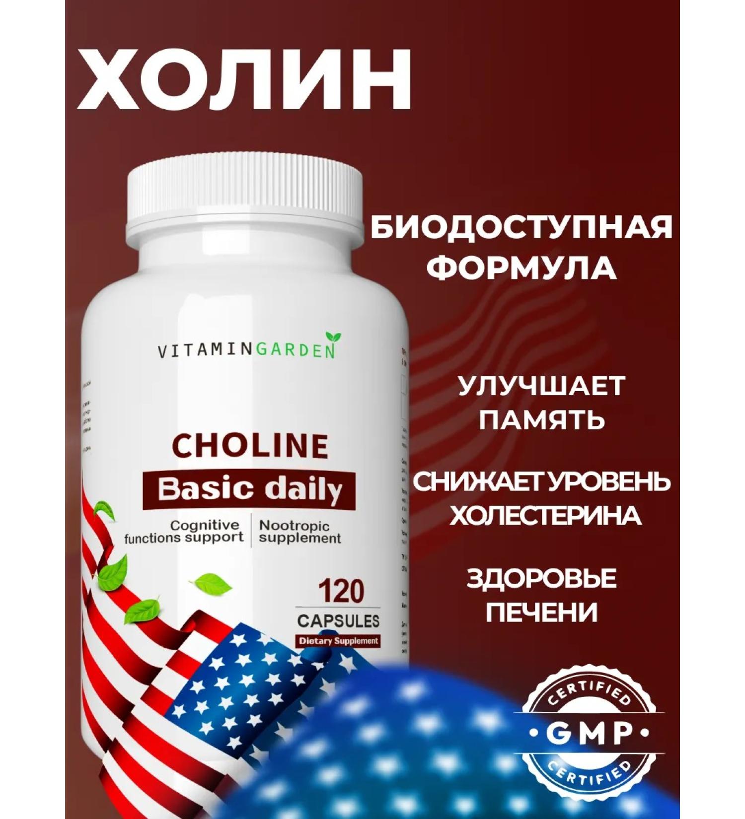 VITAMIN GARDEN Choline dietary supplement for brain and energy 120 capsules - Buy Online on GoSupps.com