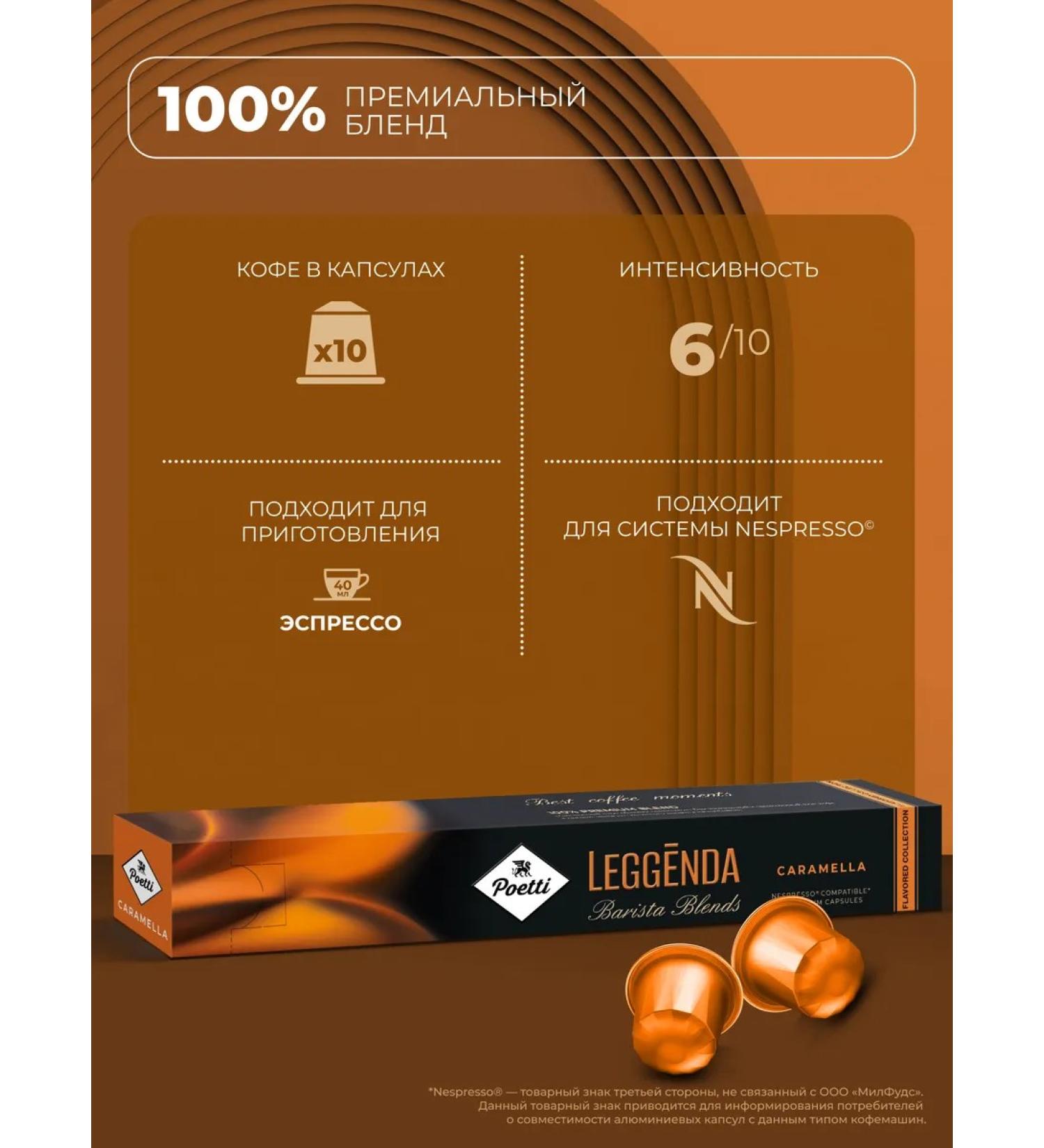 Poetti Coffee in Leggenda Caramella capsules Nespresso system - Buy Online on GoSupps.com