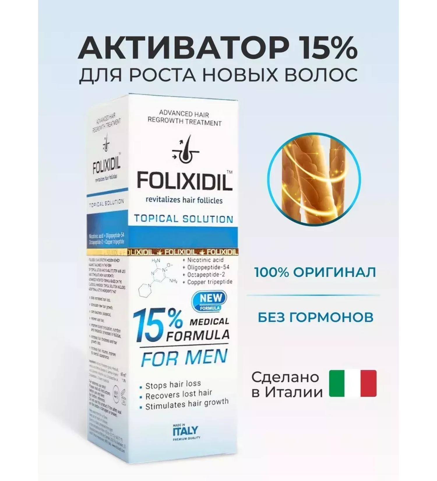 Folixidil 15% lotion for the growth of beard and hair Folixidal 15% - Buy Online on GoSupps.com