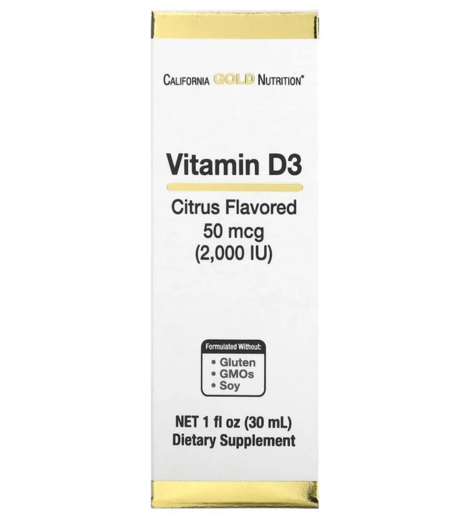California Gold Nutrition Vitamin D3 2000 IU 30 ML (vitamin D3) CITRUS - Buy Online on GoSupps.com