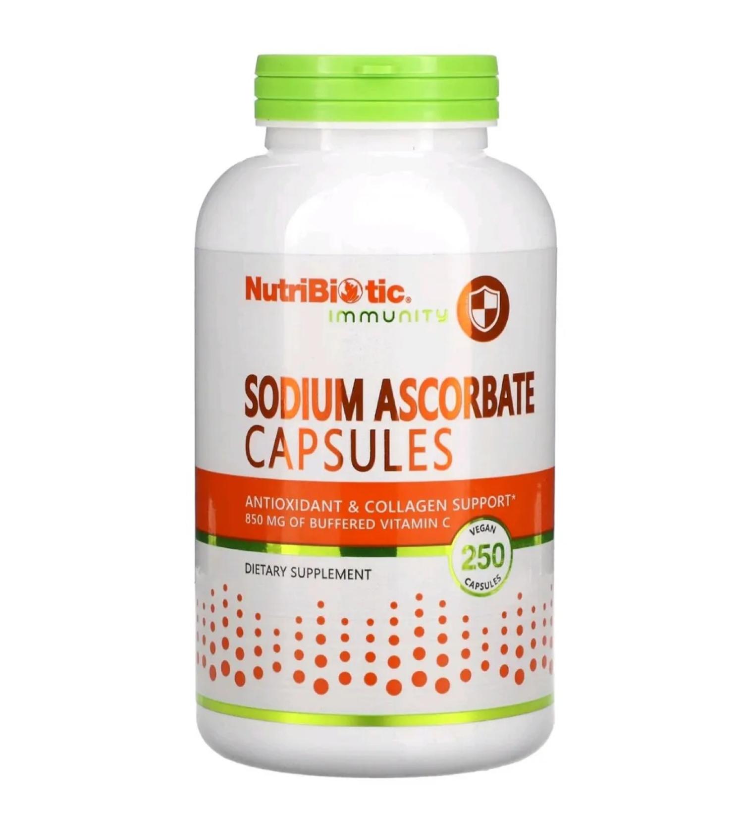 NutriBiotic Sodium ascorbate vitamin C 250 plant capsules