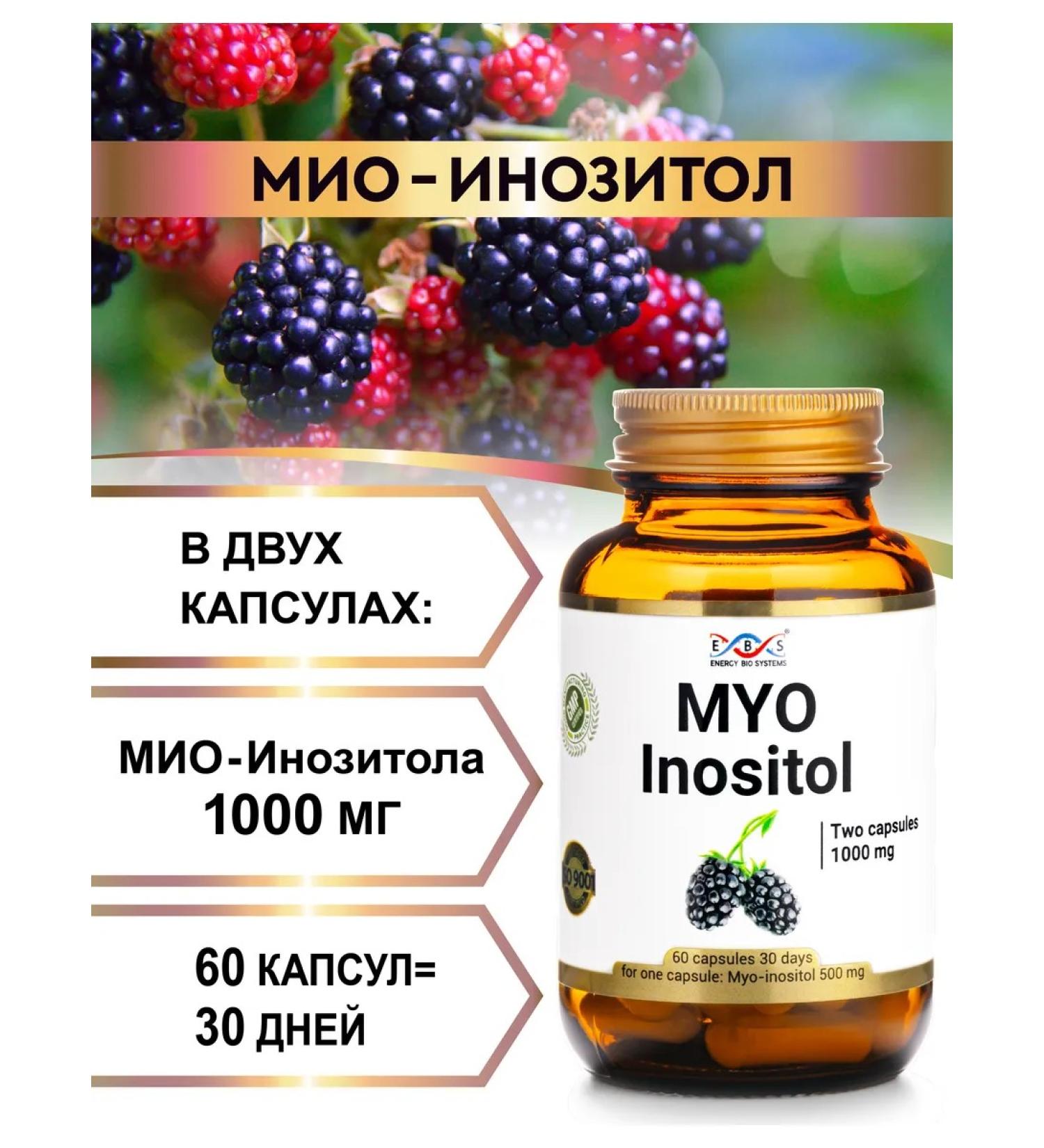 Energy Bio Systems Mio Inositol 1000 mg 60 capsules - Buy Online on GoSupps.com