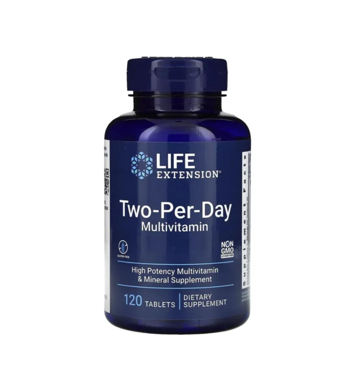 Life extension A complex of vitamins and minerals Two per day 120 table
