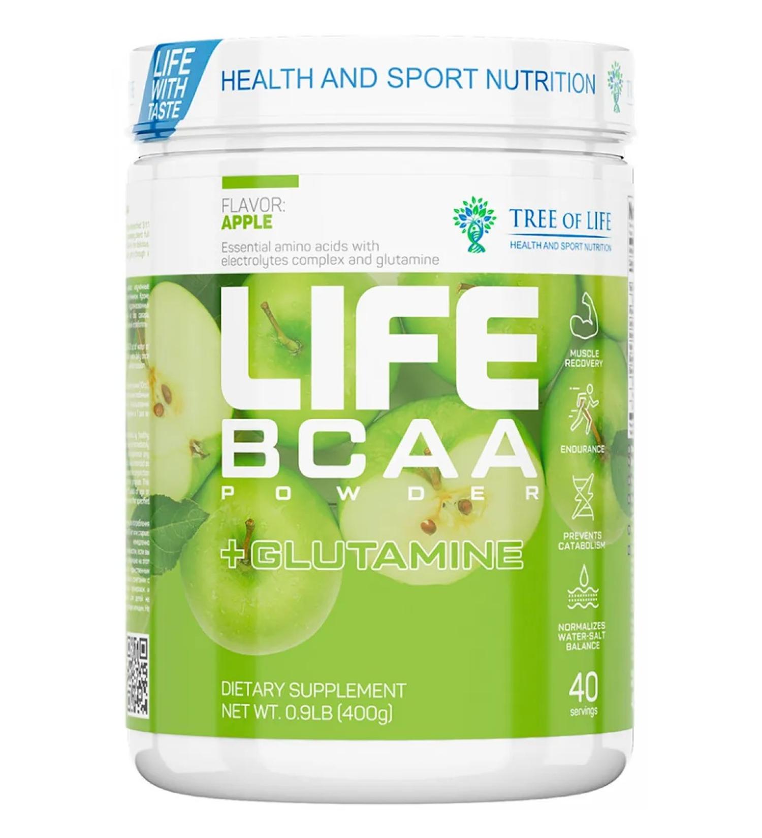 Tree of Life BCAA + Glutamine 400 g Apple - Buy Online on GoSupps.com