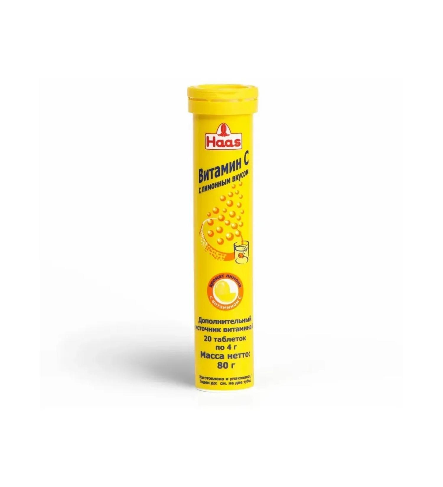 HAAS Vitamin C with lemon flavor 80 g 20 sparkling tablets - Buy Online on GoSupps.com