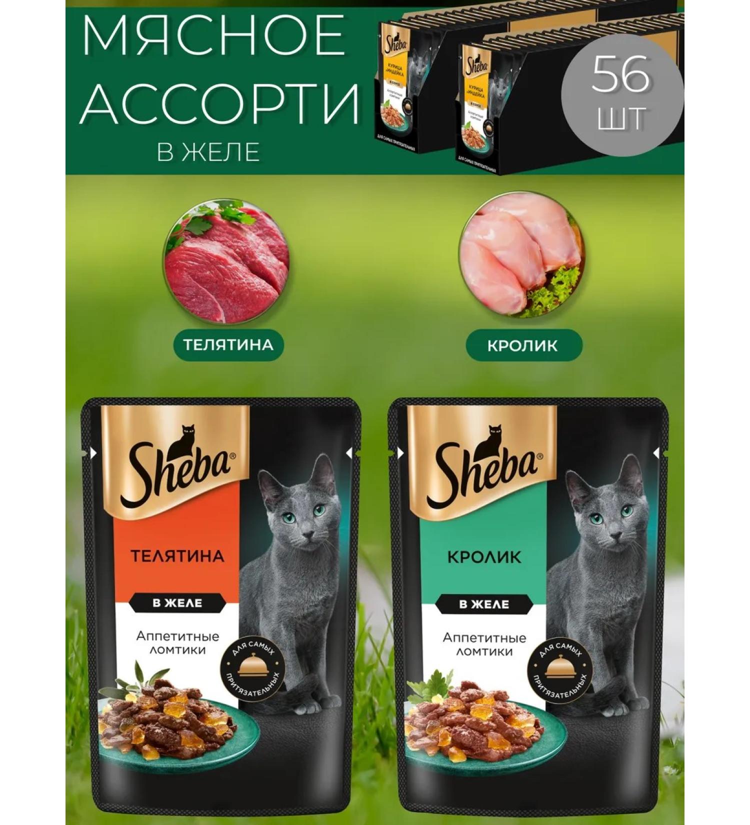 Sheba Wet food for adult cats in jelly assorted 75g x 56 pcs - Buy Online on GoSupps.com