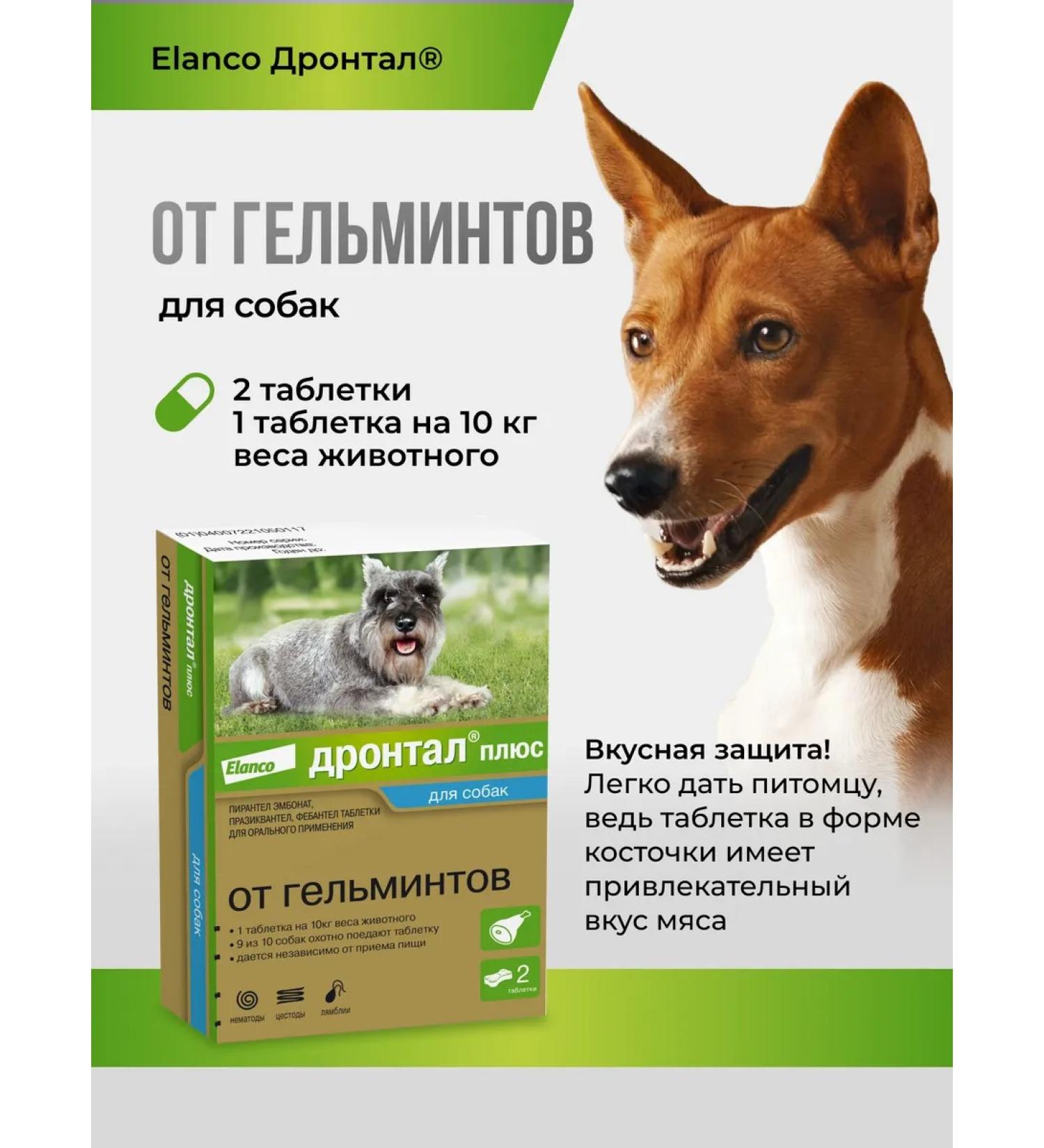 Elanco Drontal Plus from helminths with the taste of meat 2 tablets. 50 mg - Buy Online on GoSupps.com