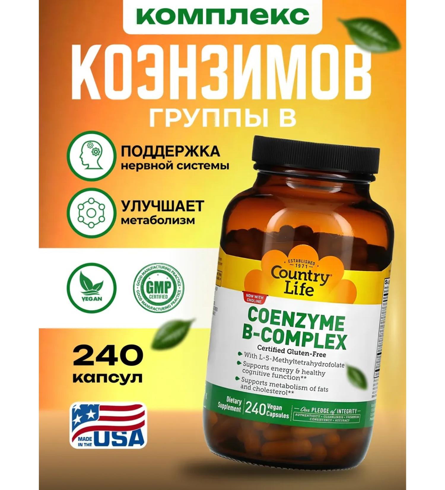 Country Life Coenzyme B Complex - Complex of the Coenzim group B 240 capsules - Buy Online on GoSupps.com