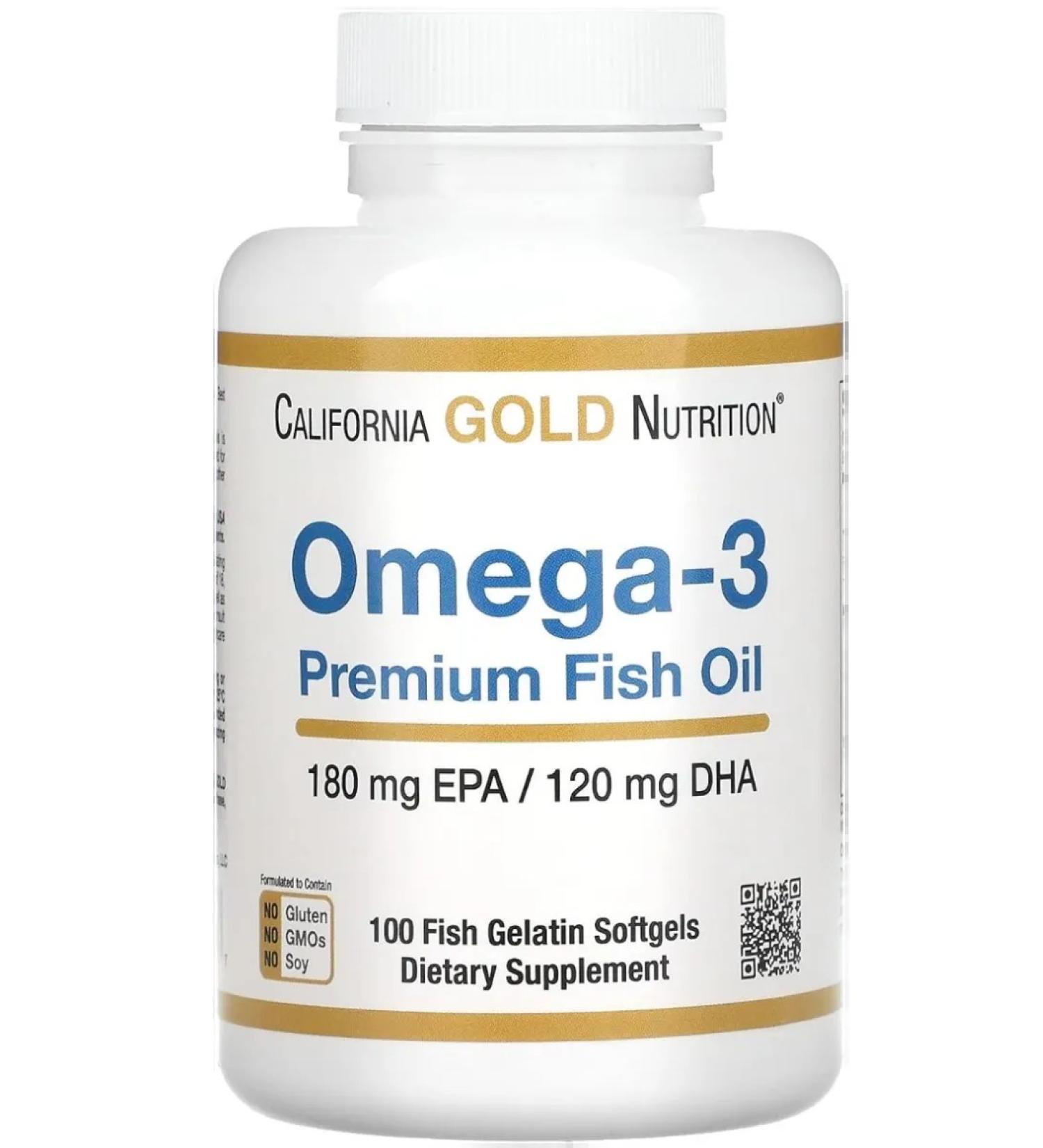 California Gold Nutrition Omega 3 Premium Fish Oil 100 Softgels (omega3) - Buy Online on GoSupps.com