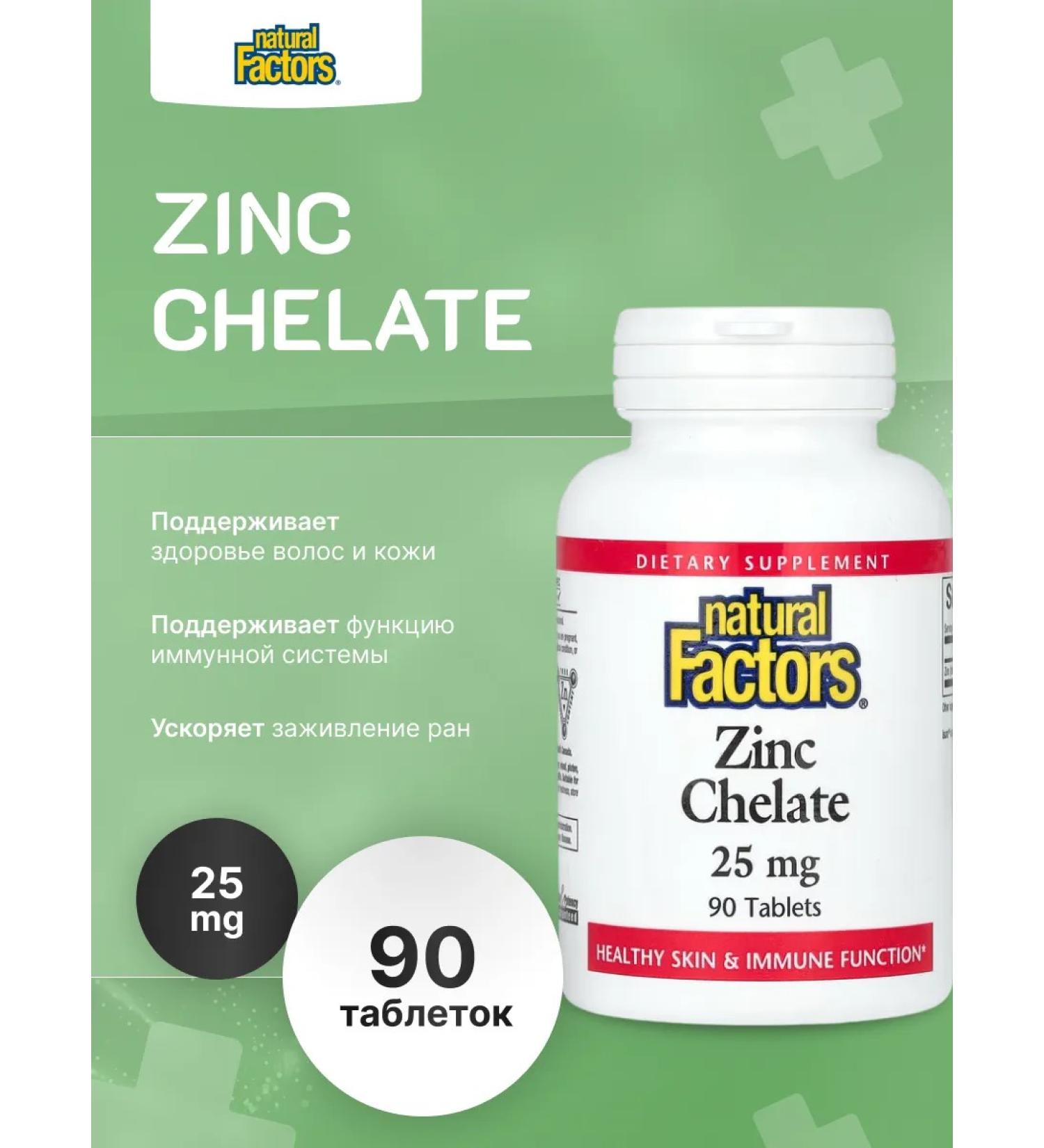 Natural Factors ZINC Chelate 25 Mg - Helat zinc 90 tablets - Buy Online on GoSupps.com