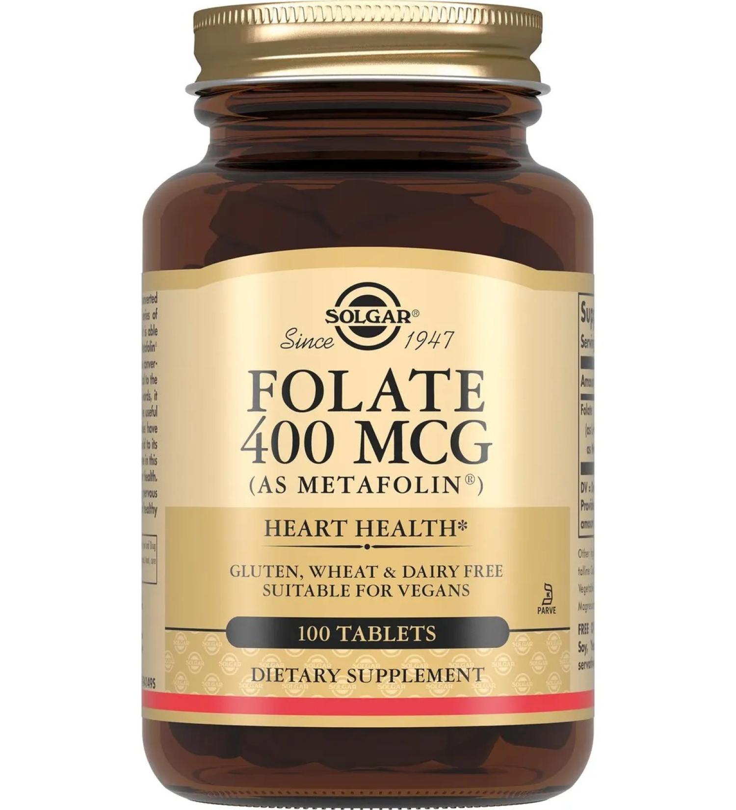 SOLGAR Fulat 400mkg metapholine table. 250 mg 100 pcs - Buy Online on GoSupps.com