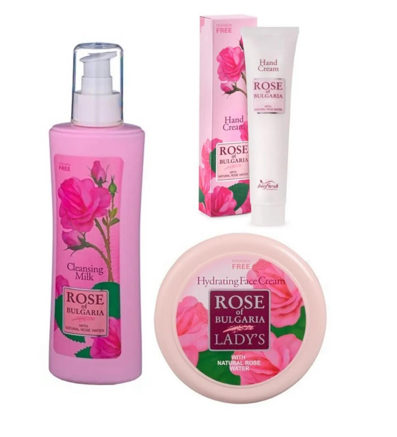 Rose of Bulgaria Set 3v1 Cleaning Milk of Faces+Cream 100g+for Hands - Buy Online on GoSupps.com