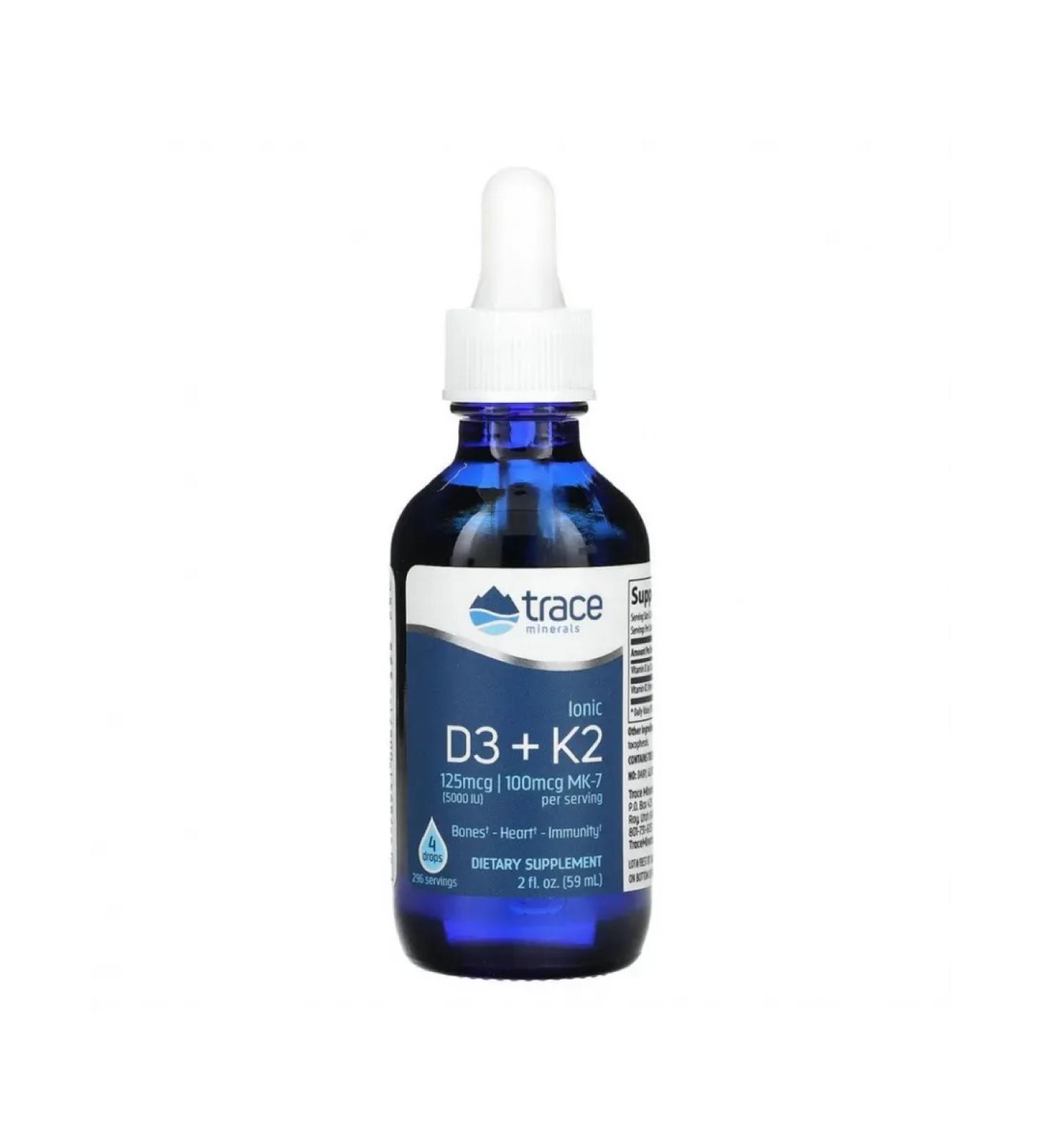 Trace Minerals Vitamin D3 and K2 LIQUID IONIC D3 + K2 100 g 59 ml