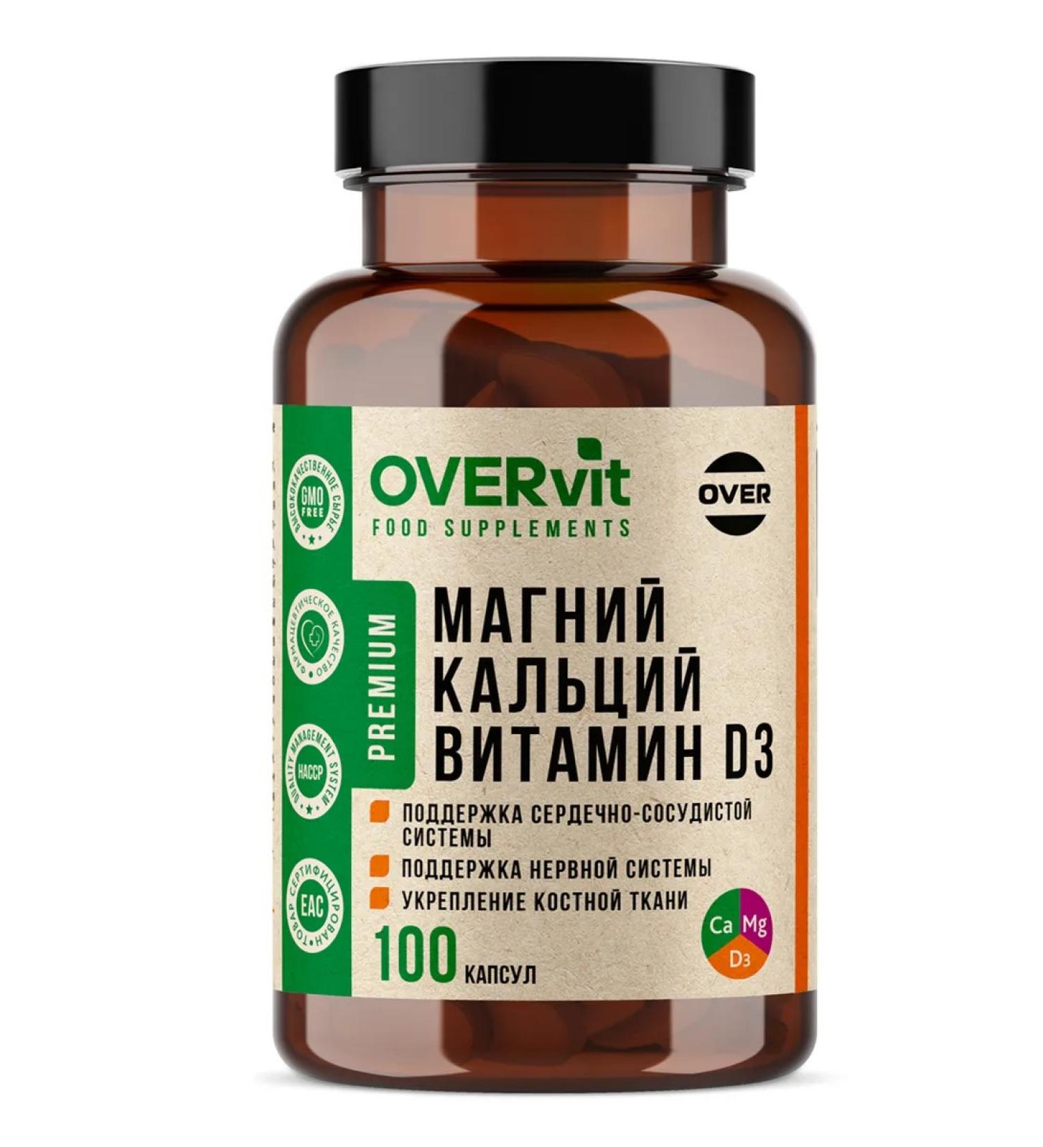 OVERvit Magnesium + calcium + vitamin D3 caps. N100 - Buy Online on GoSupps.com