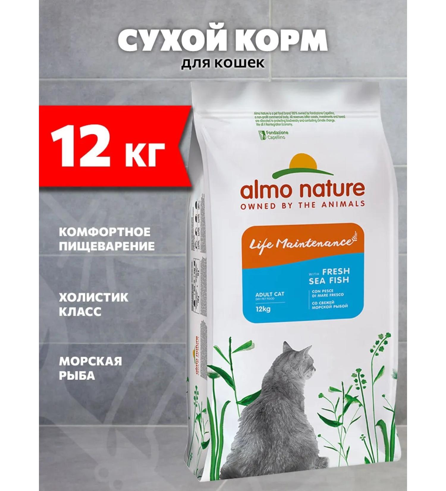 Almo Nature Dry Holistic Life Maintenance for cats Fish 12 kg - Buy Online on GoSupps.com
