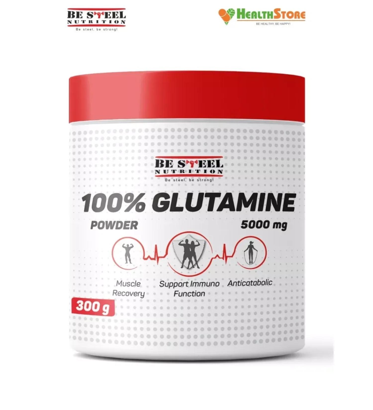 Be Steel Nutrition Glutamin glutamine amino acid Glutamine 300g natural - Buy Online on GoSupps.com