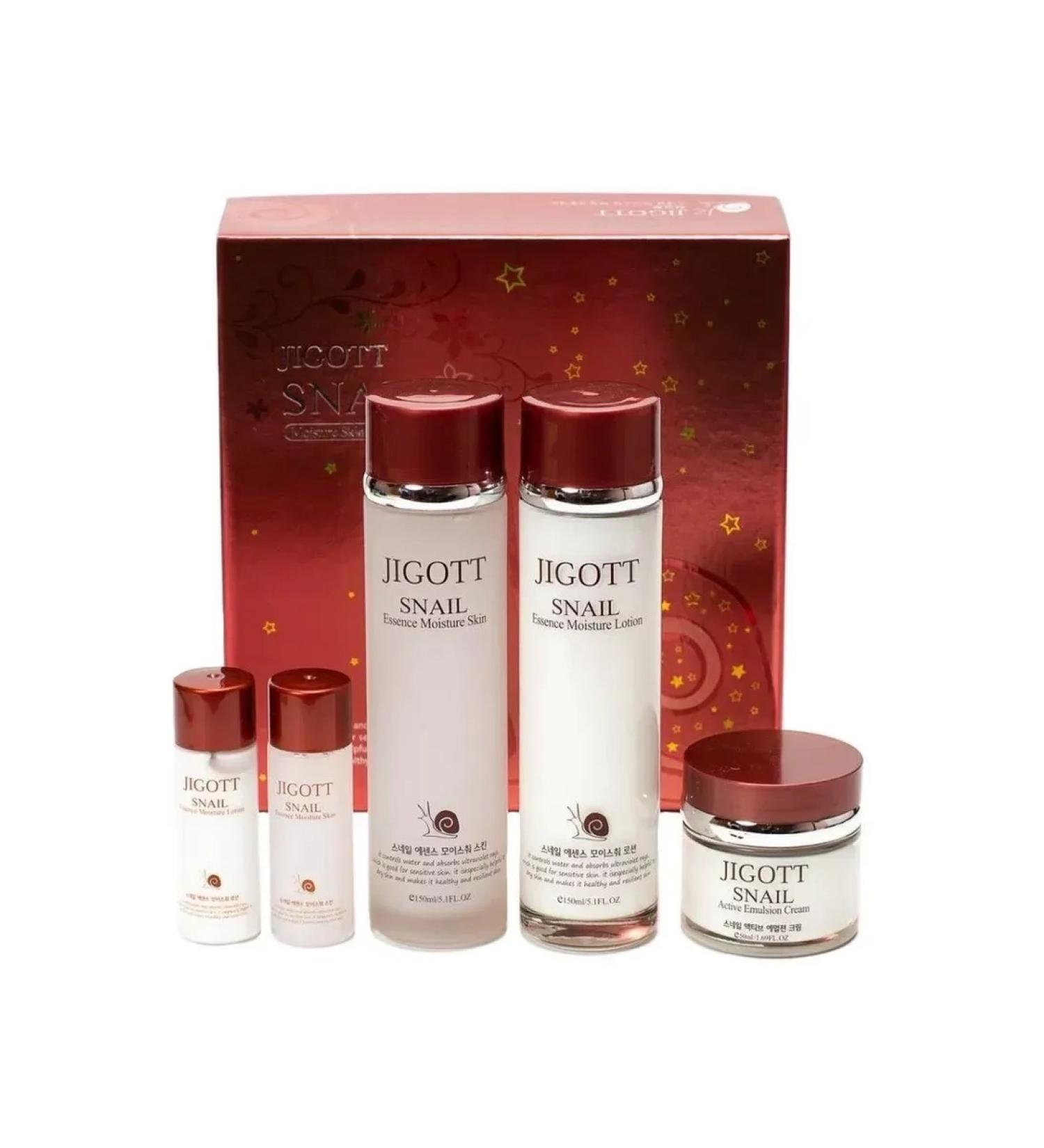 Jigott Facial Set Snail Essence Moisture Skin Care 3Set - Buy Online on GoSupps.com
