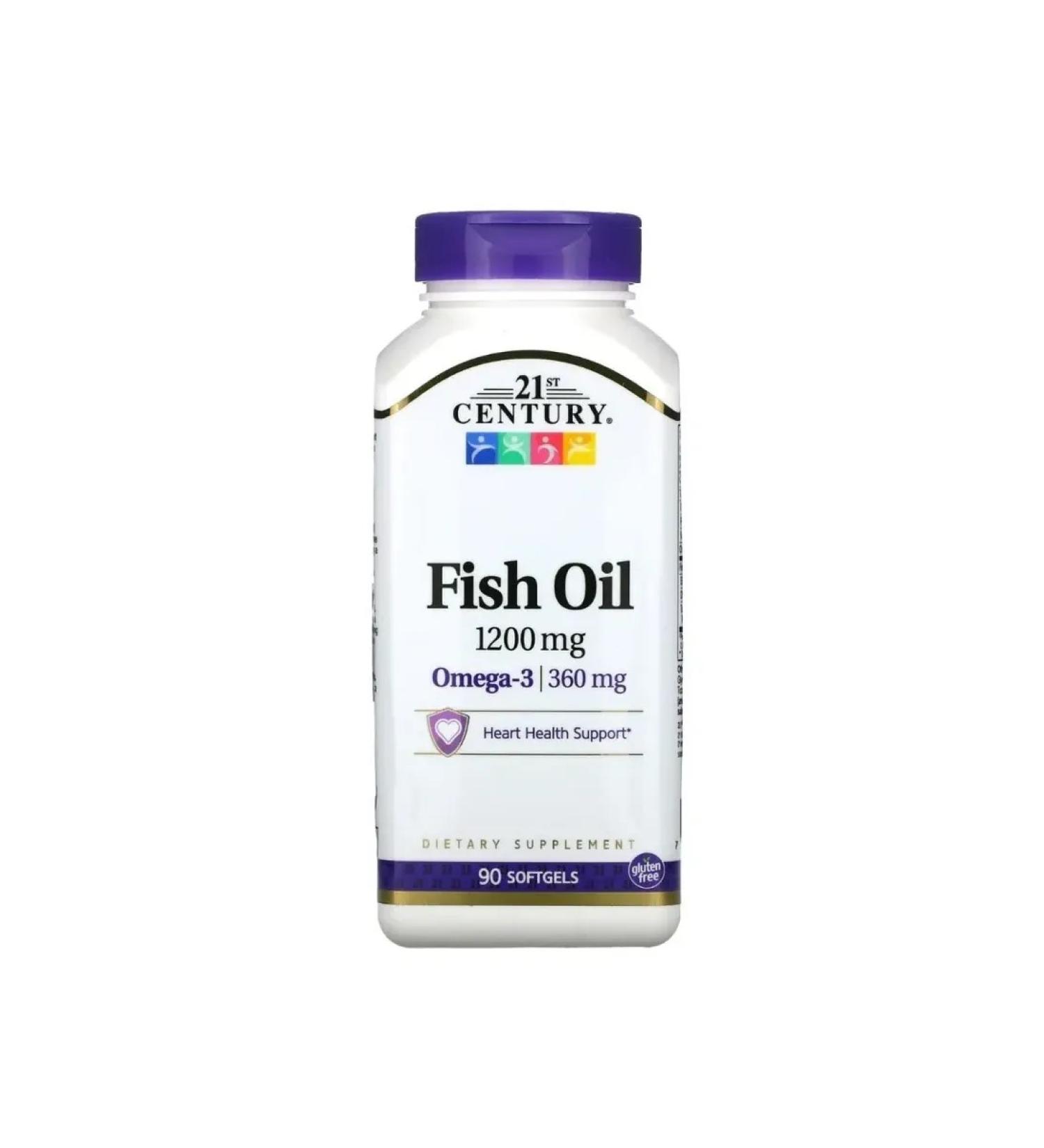21st Century Fish oil 1200 mg omega-3 fish oil 90 soft capsules - Buy Online on GoSupps.com