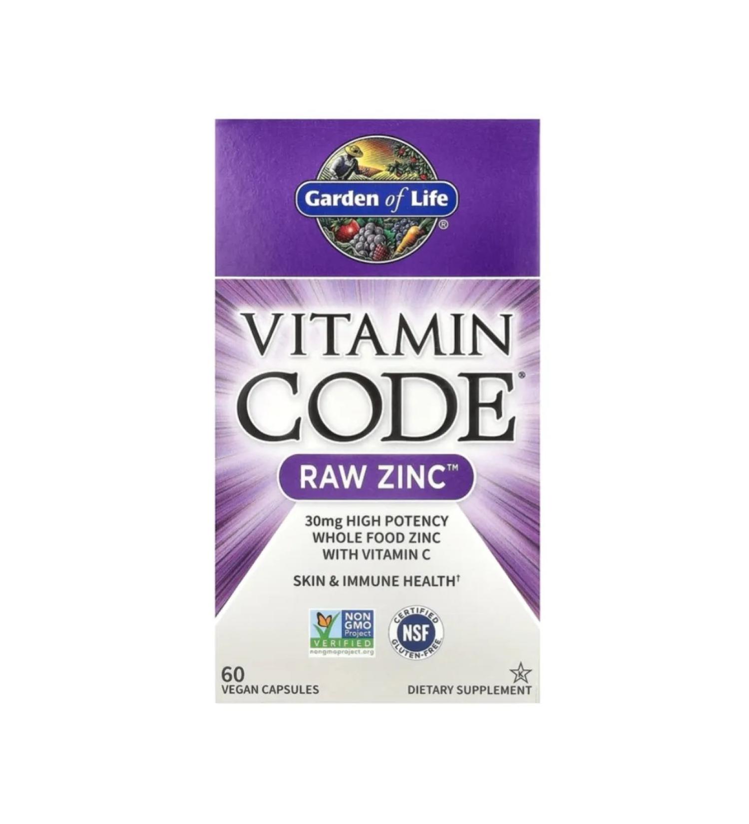 Garden of Life Vitamin Code Raw Zinc 60 vegan capsules - Buy Online on GoSupps.com