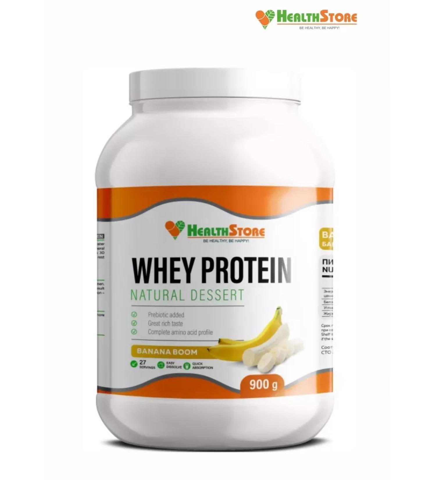 HealthStore Whey Protein Dessert 900g (banana) serum protein - Buy Online on GoSupps.com