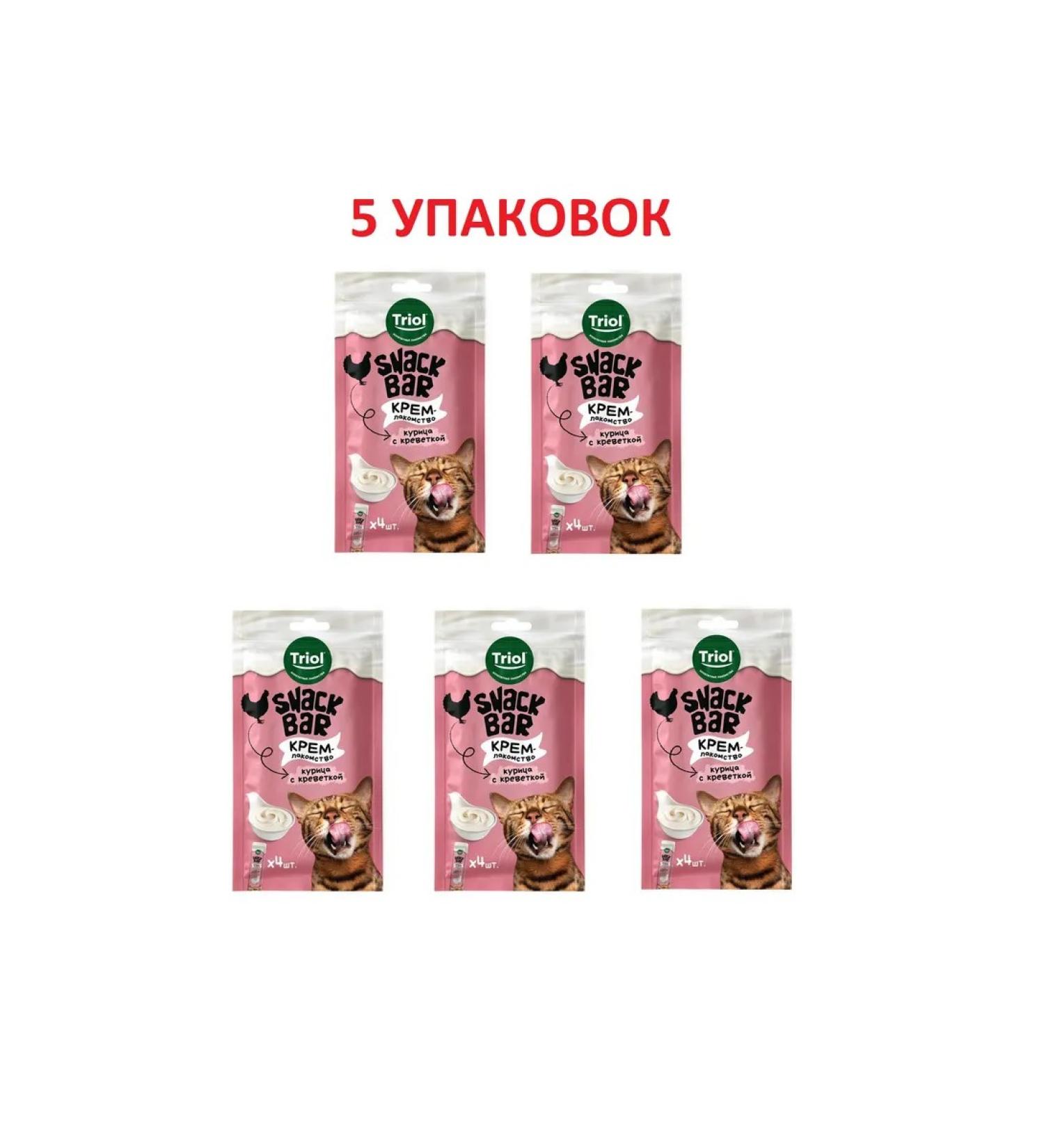 Triol Cat a treat "Cream made of chicken with shrimp" 40g x 5pcs - Buy Online on GoSupps.com