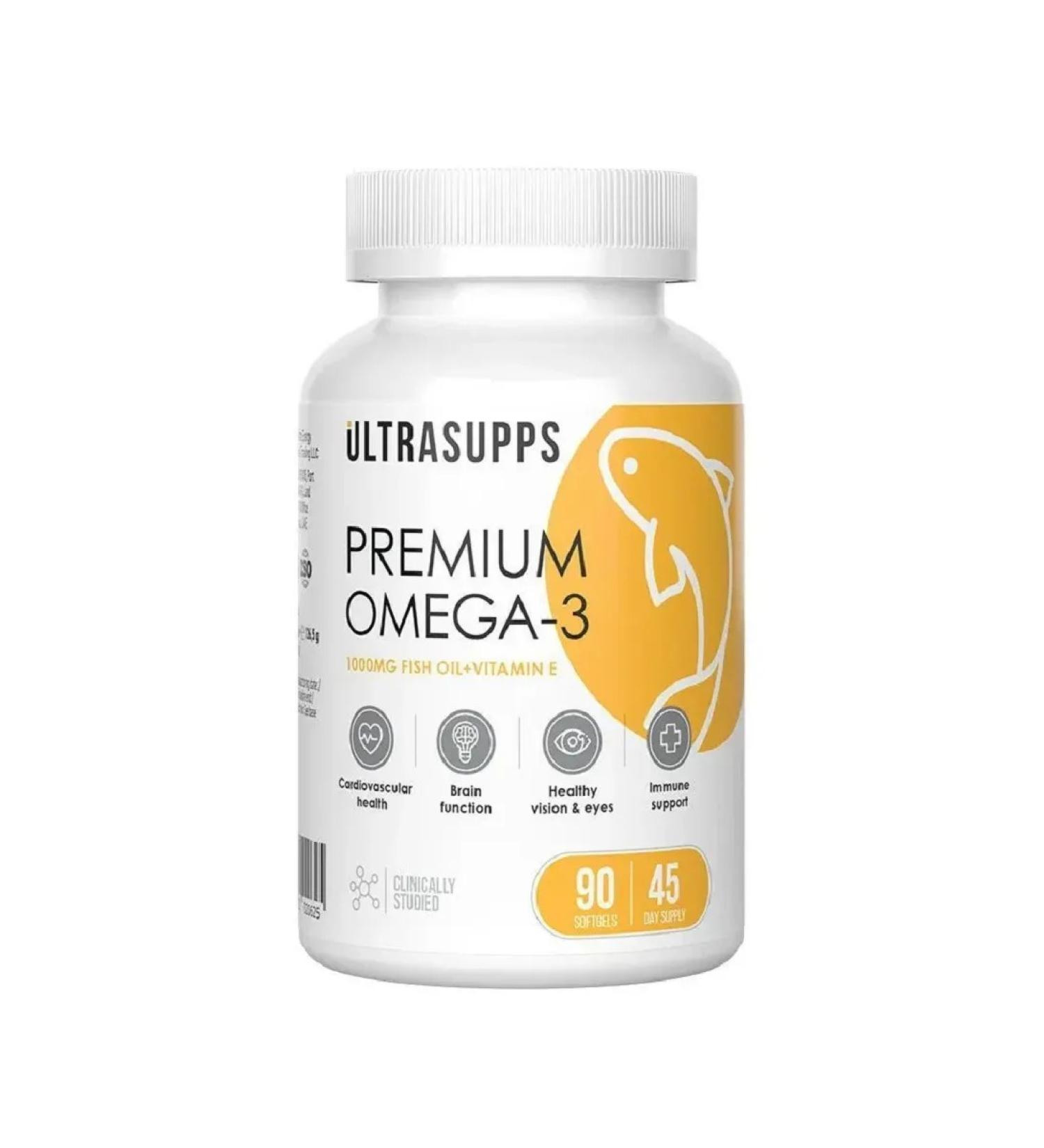 UltraSupps Omega 3 capsules 90 pcs fish oil in capsules to adults