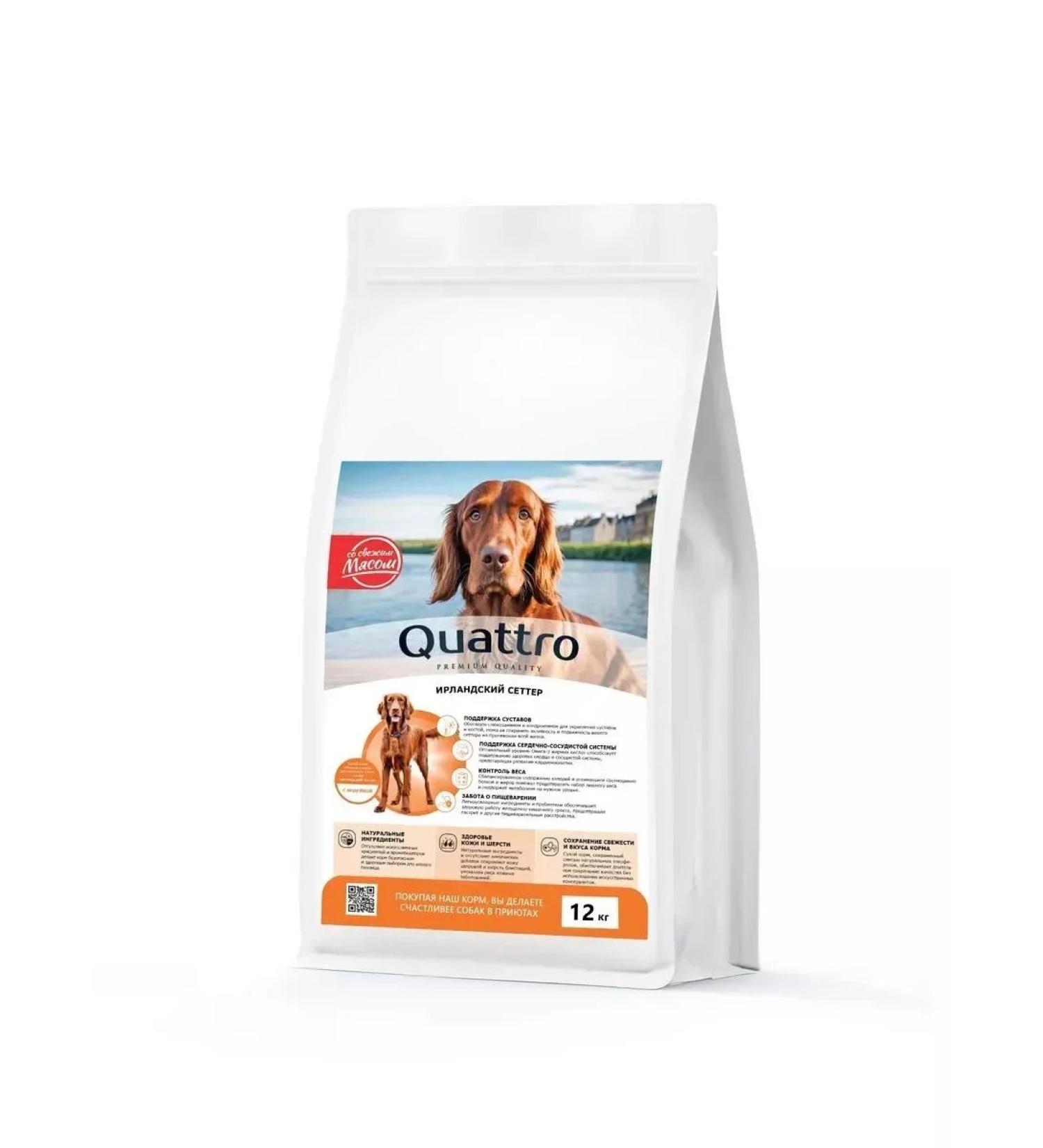 Quattro Dry food for dogs of the breed Irish setter turkey 12kg - Buy Online on GoSupps.com
