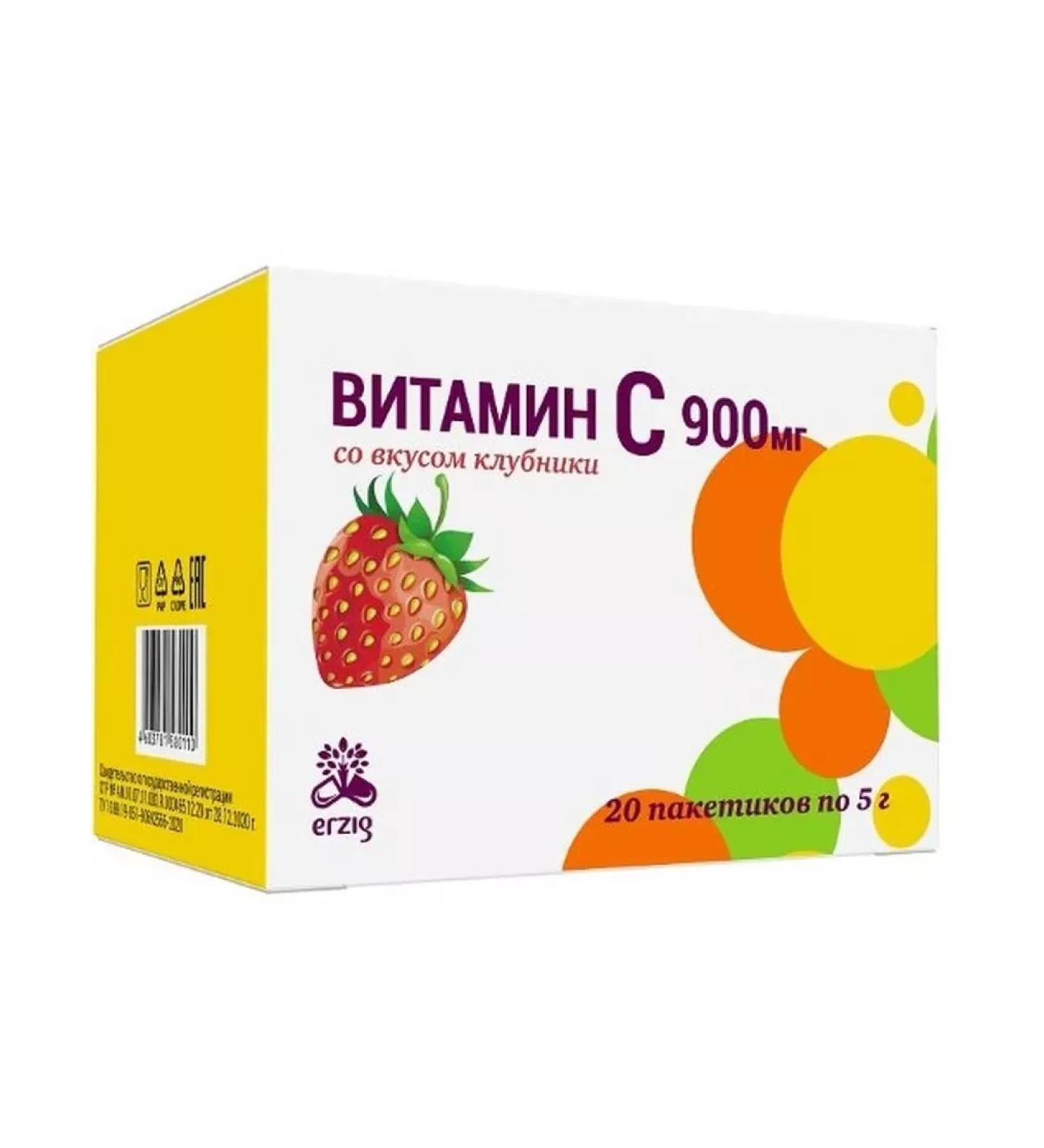 Vitamin C 900 mg with the taste of strawberries N20 Pack -Sache