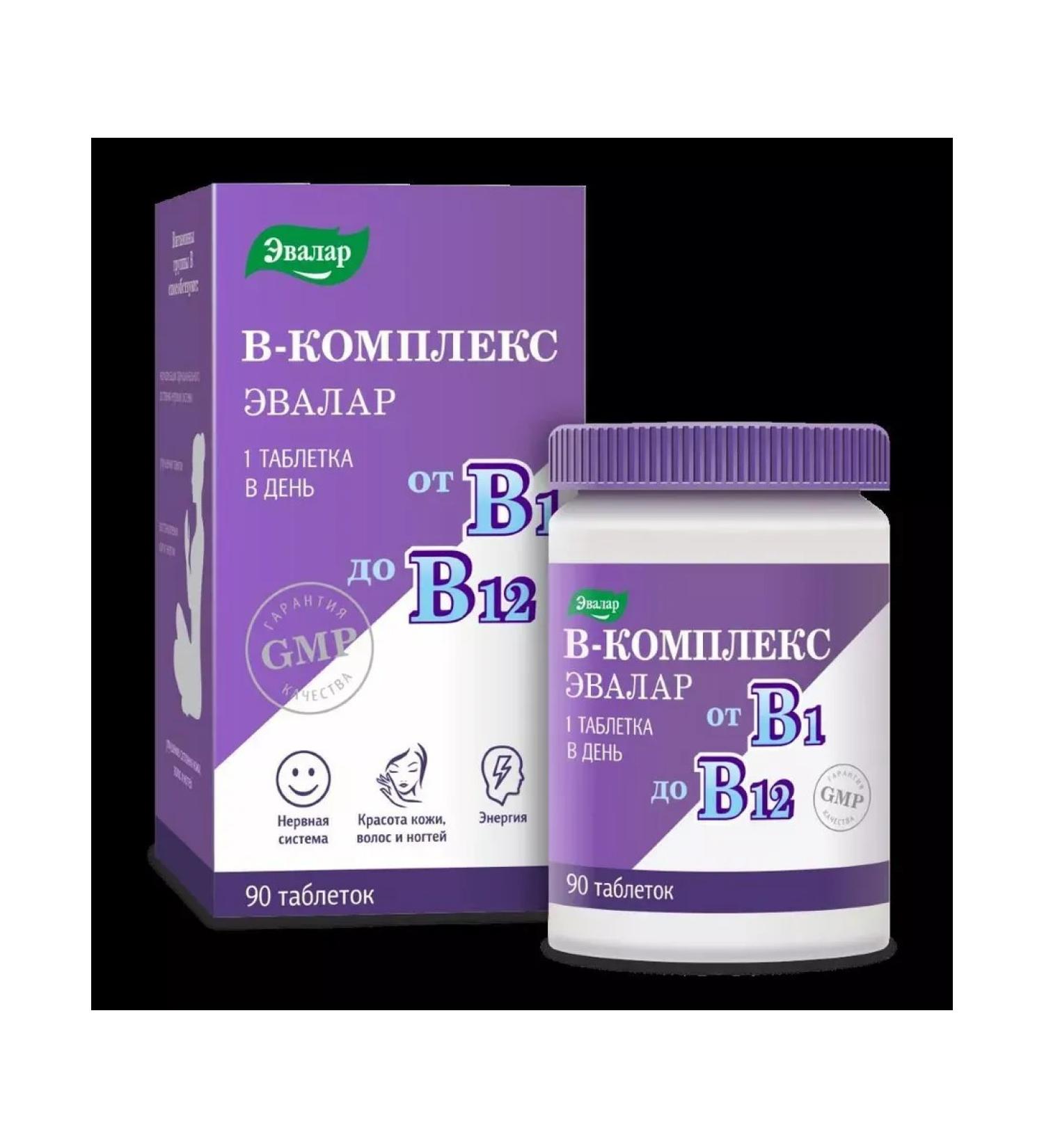 Evalar JSC B vitamins N90 Table P O 0.2g - Buy Online on GoSupps.com