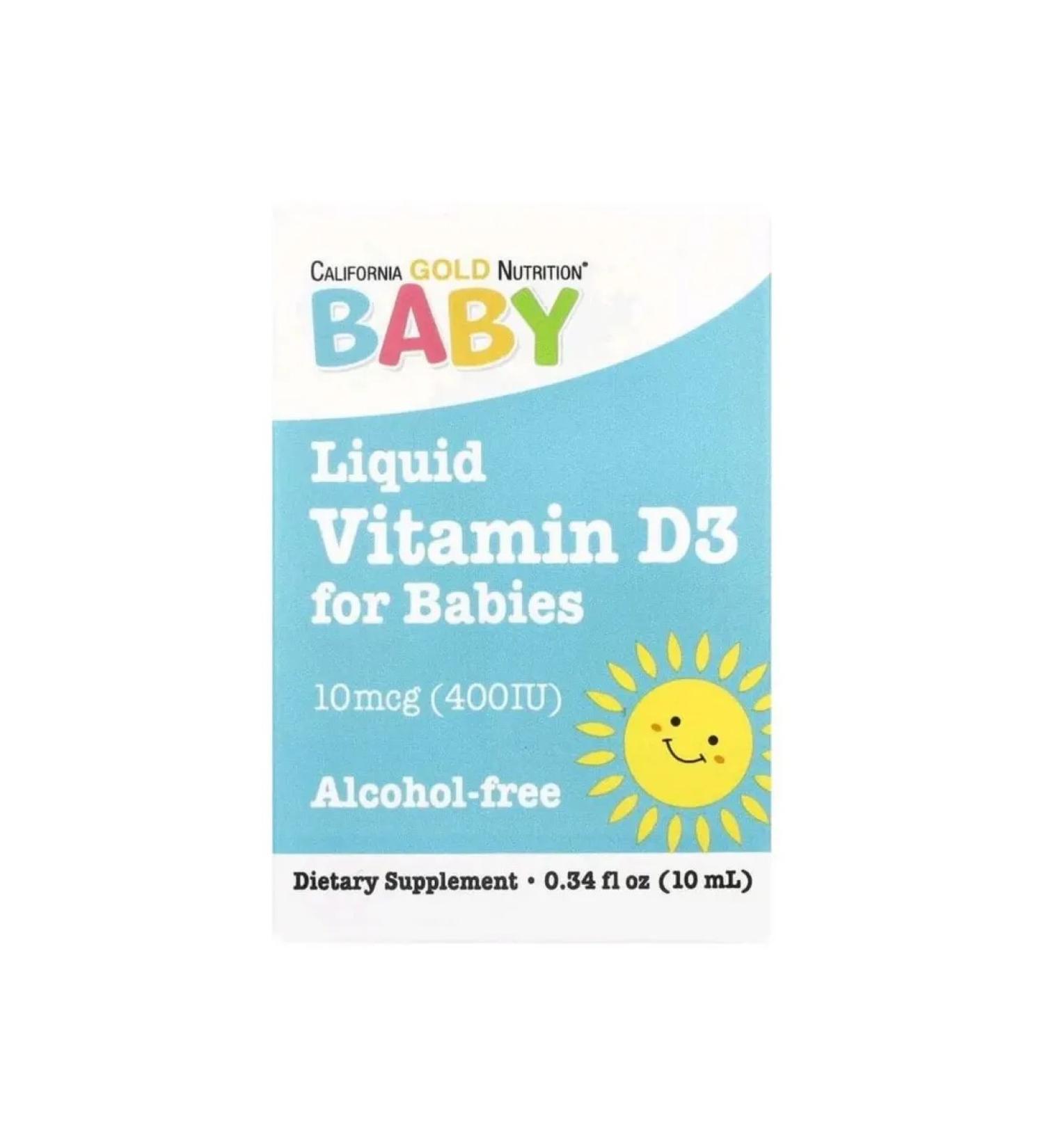 California Gold Nutrition Vitamin D3 for children 10 g (400 IU) 10 ml - Buy Online on GoSupps.com