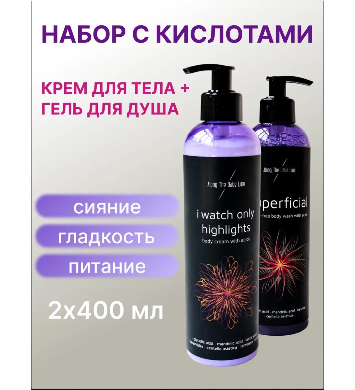 Along the Date Line Body cream with acids and gel shower-sized set - Buy Online on GoSupps.com