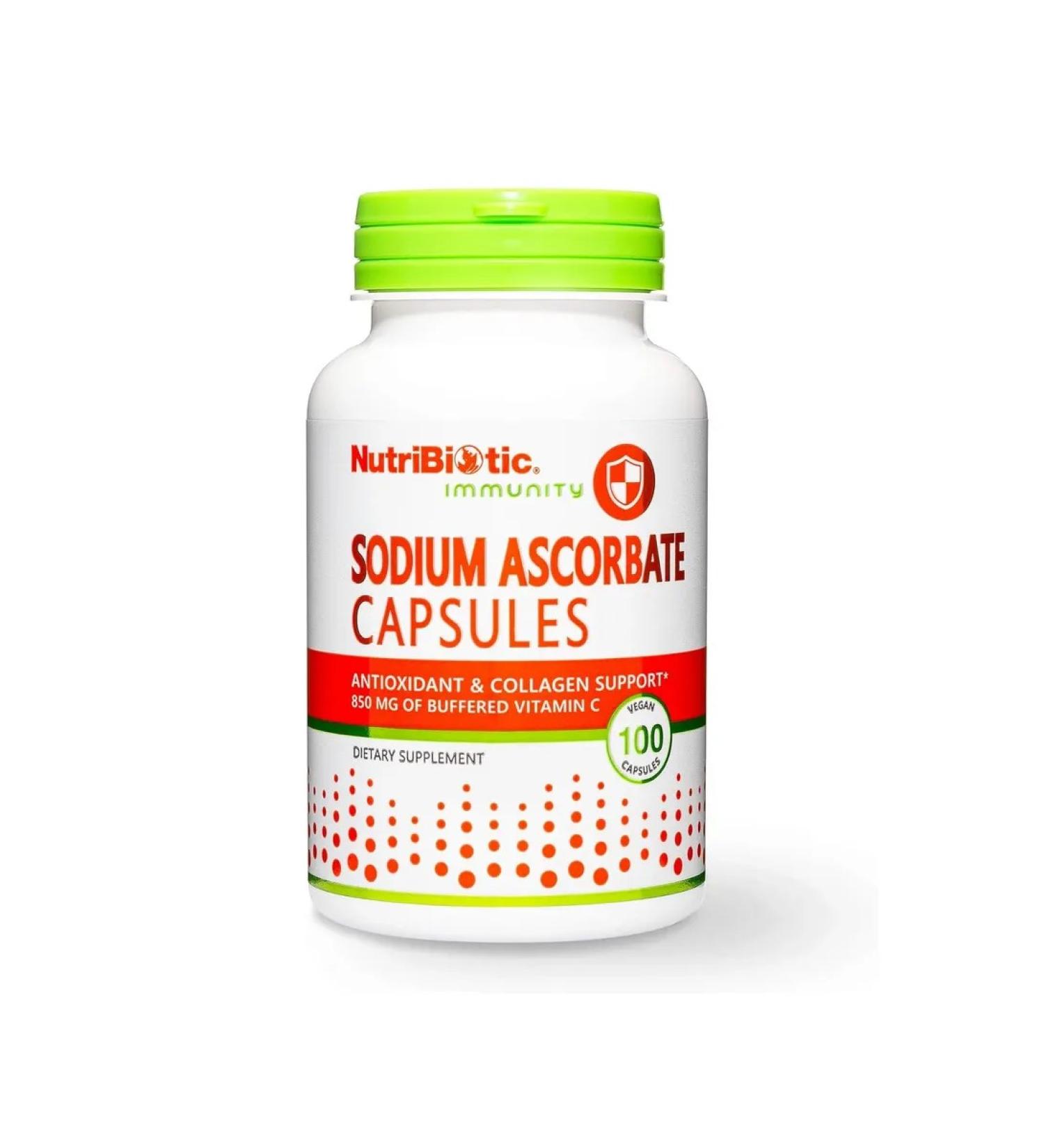 NutriBiotic Sodium ascorbate 100 Caps vitamin C ascorbate sodium - Buy Online on GoSupps.com