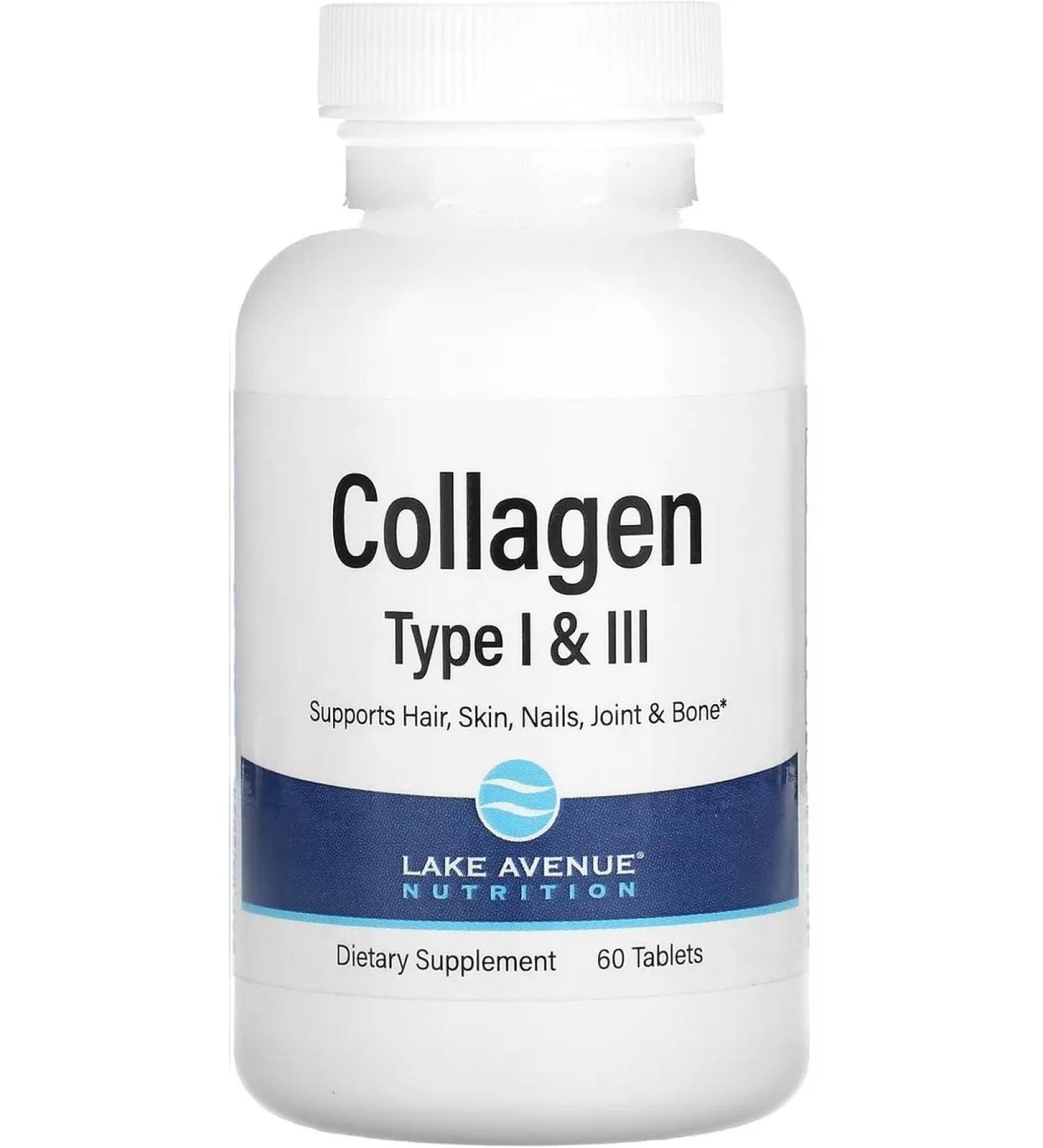Lake Avenue Nutrition Collagen Type I & III 60 Tablets (collagen 1 and 3 types) - Buy Online on GoSupps.com
