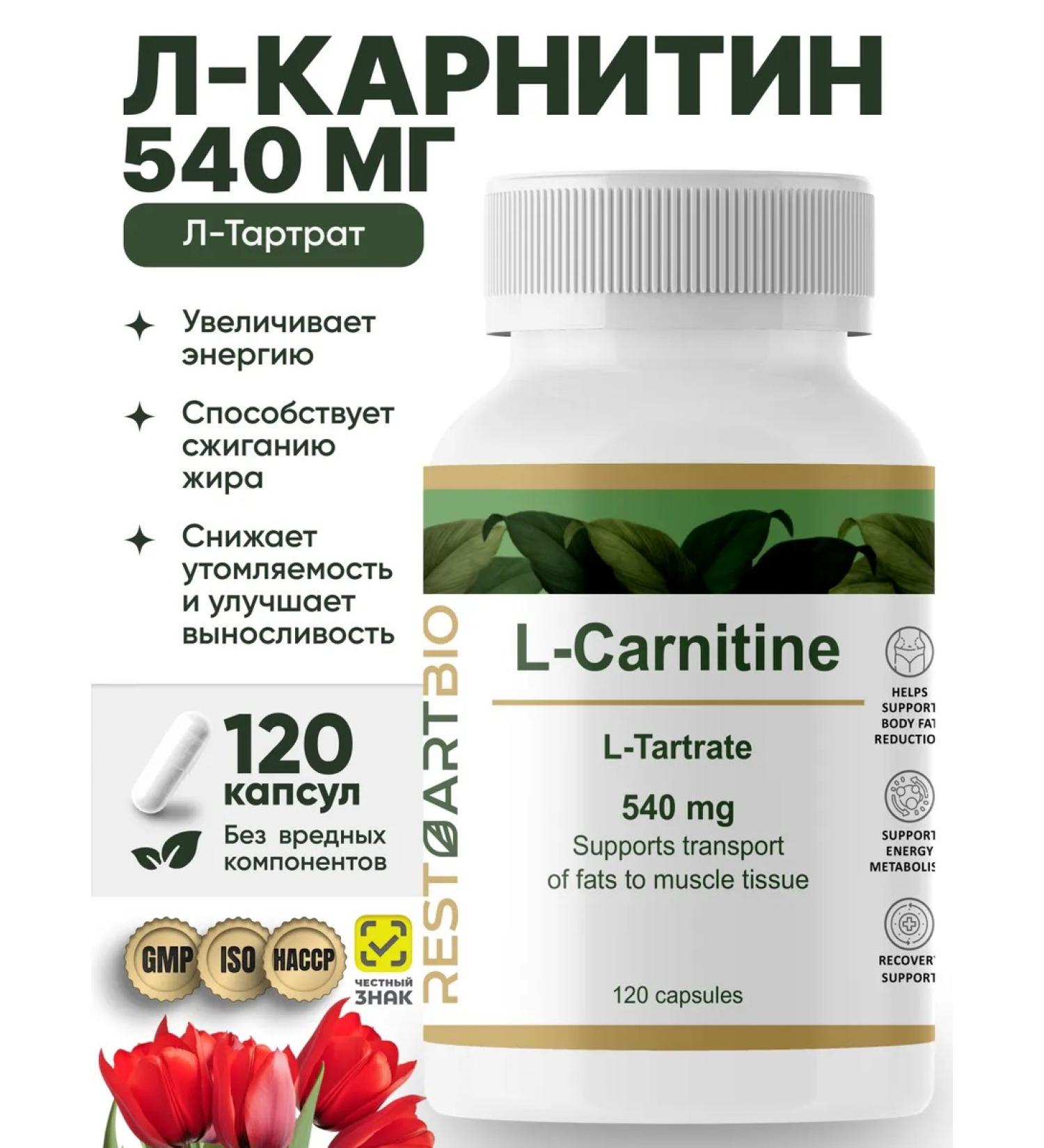 RESTARTBIO L carnitin sports fat burner 120 capsules - Buy Online on GoSupps.com