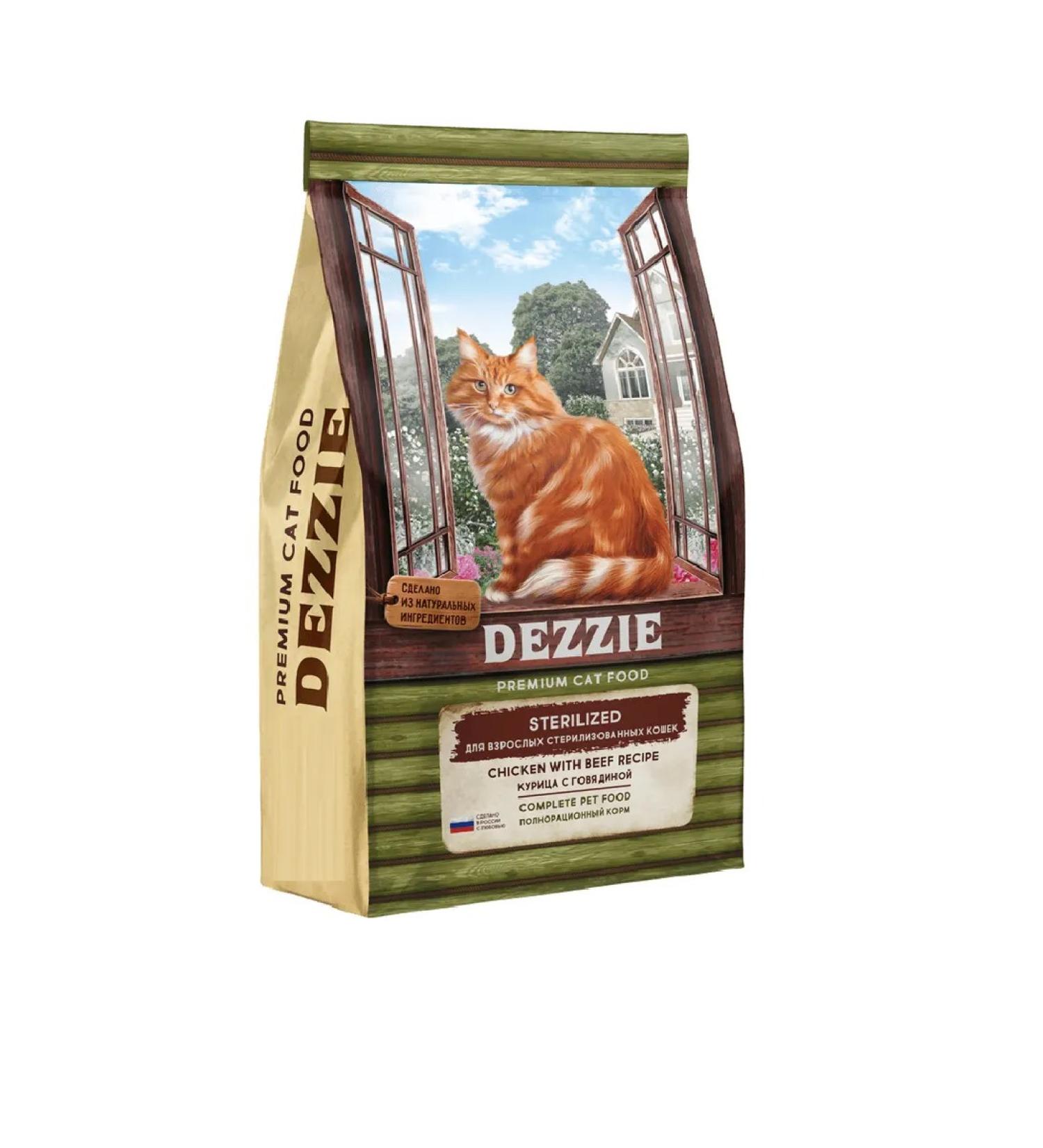 Dezzie Dry food for sterilized cats chicken with beef 2kg