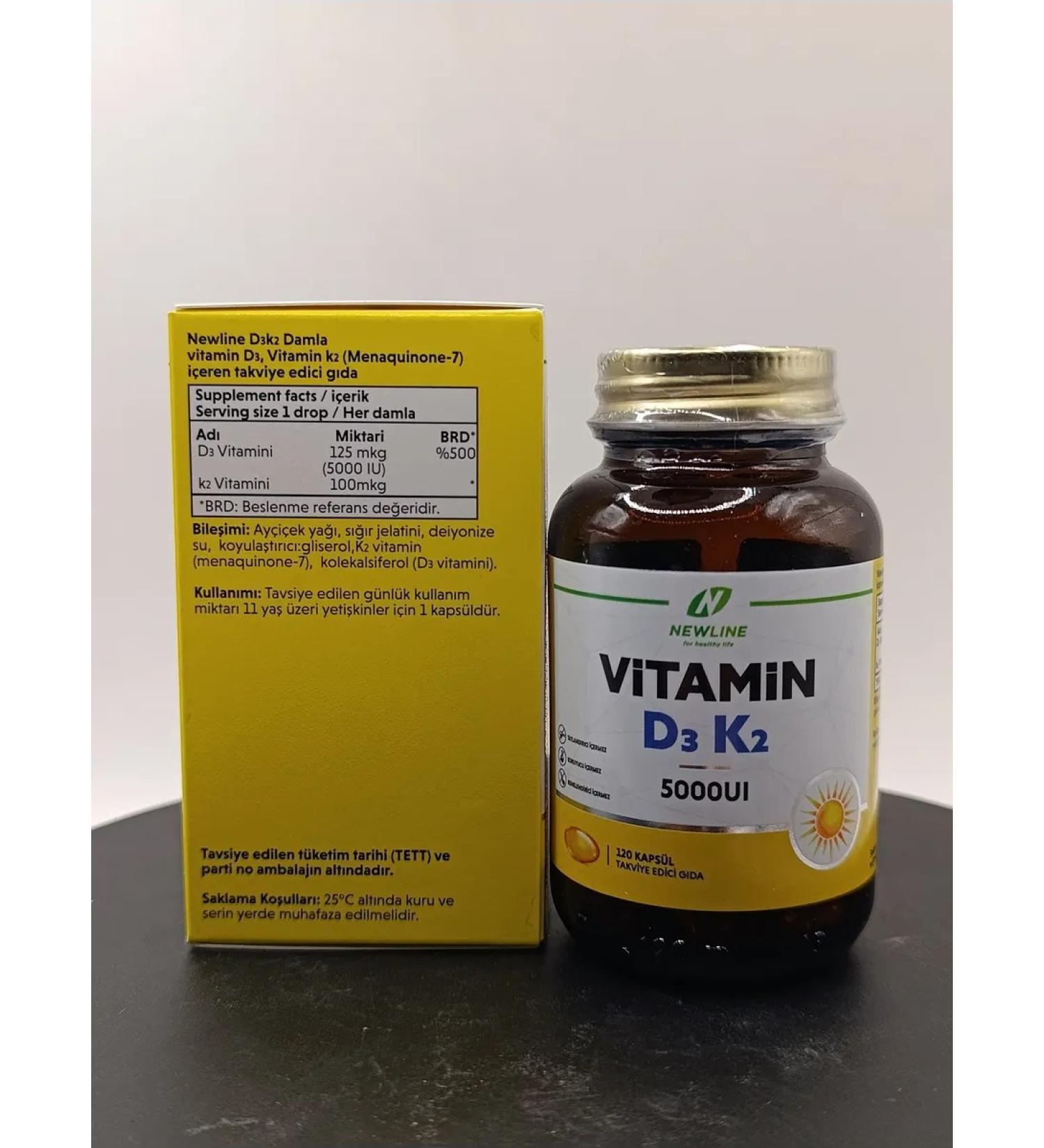 MarhStore D3K2 Vitamin 5000iu NewLine