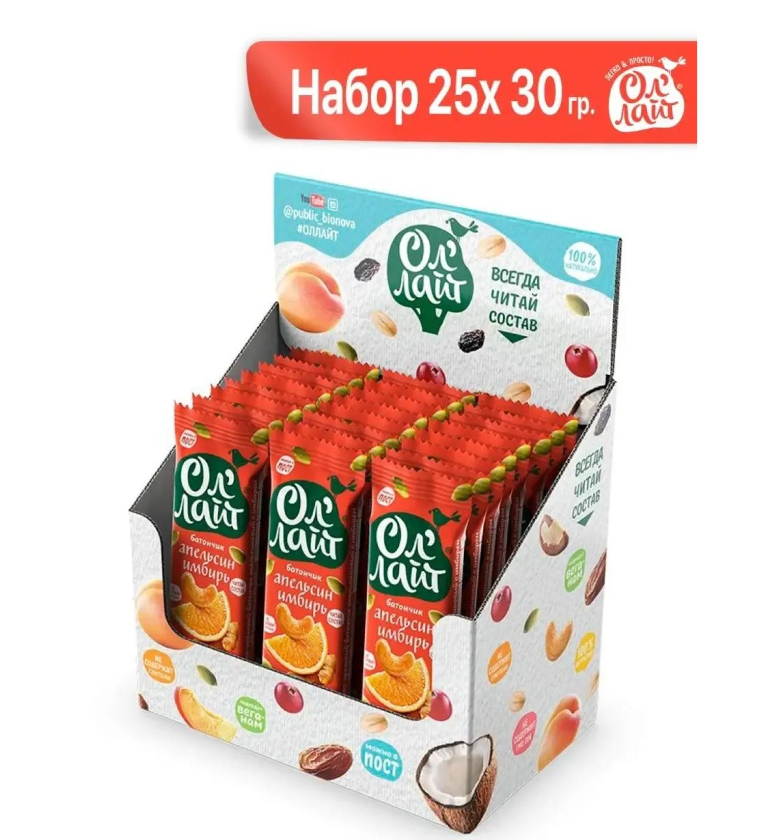 All'Light Fruit-naughty bars orange and ginger 25x30g - Buy Online on GoSupps.com