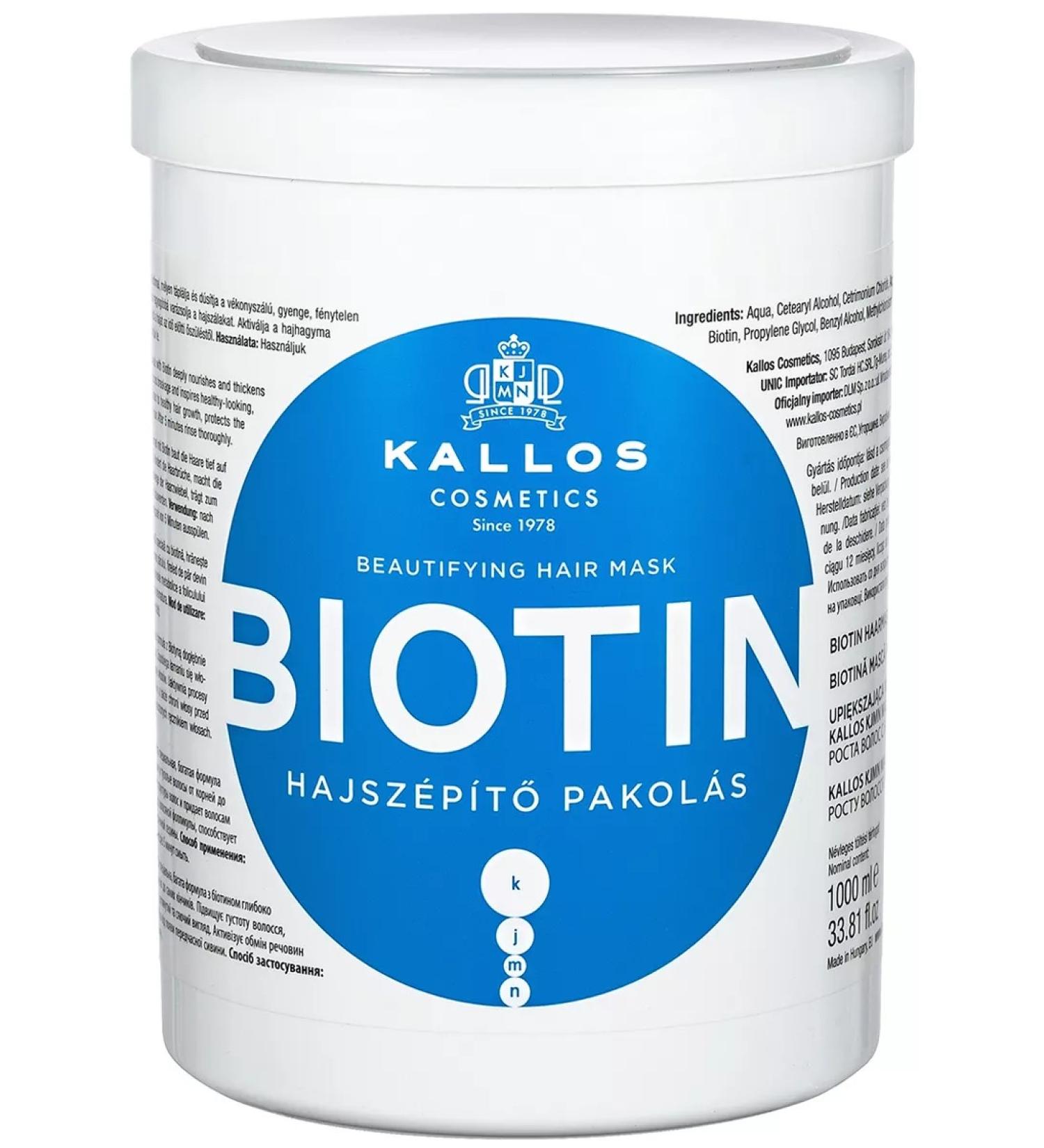 Kallos Cosmetics Biotin mask to improve hair growth with biotin 1l - Buy Online on GoSupps.com