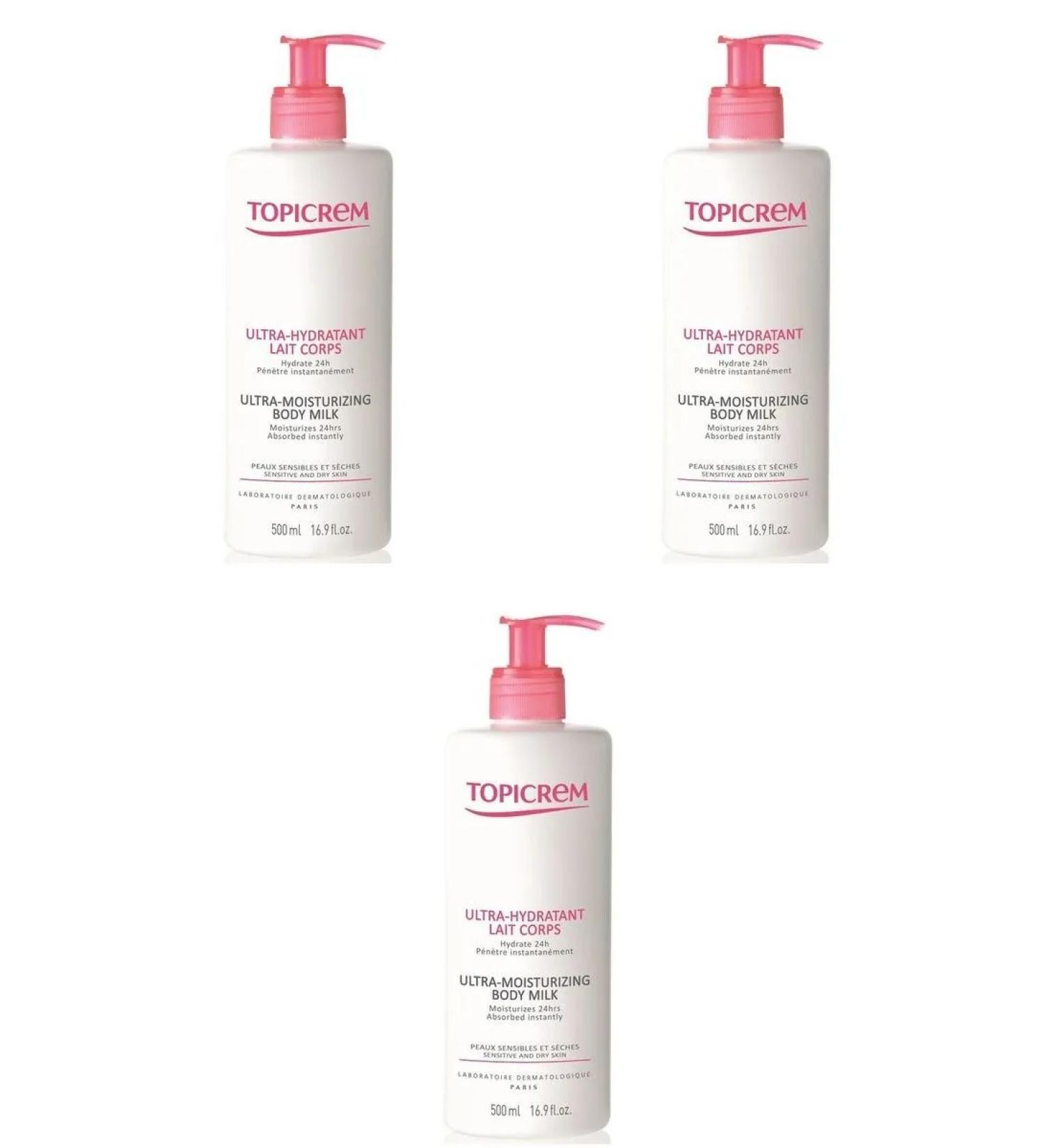 Topicrem Milk for the body ultra-moisturizer 500ml 3 pcs - Buy Online on GoSupps.com