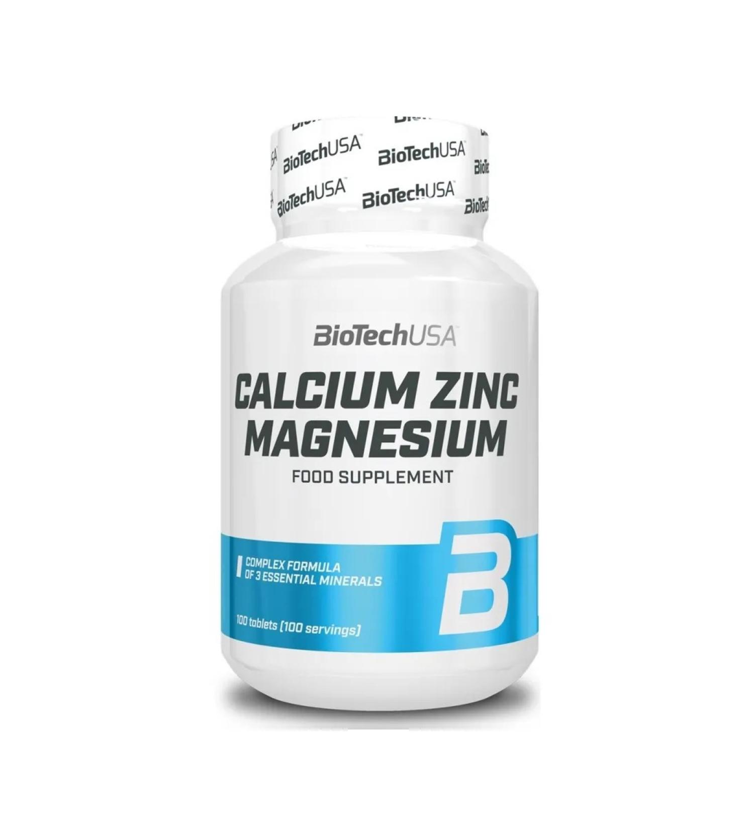 Biotech USA Calcium Zinc Magnesium 100 Tabs vitamins - Buy Online on GoSupps.com