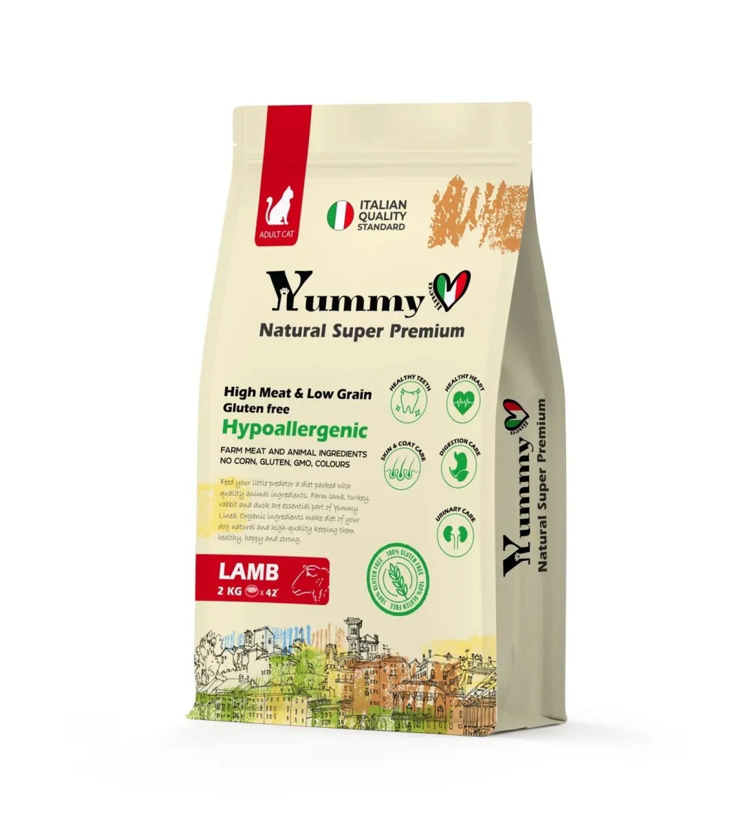 Yummy Linea Adult cat feed of all breeds lambs 2 kg - Buy Online on GoSupps.com