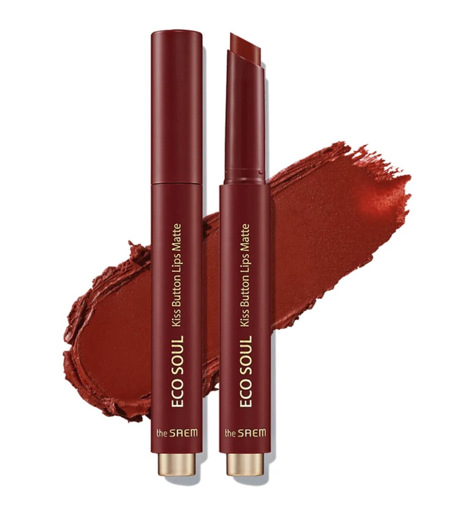 THE SAEM Lipstick Eco Soul Kiss Button Lips Matte 05 Brick Red