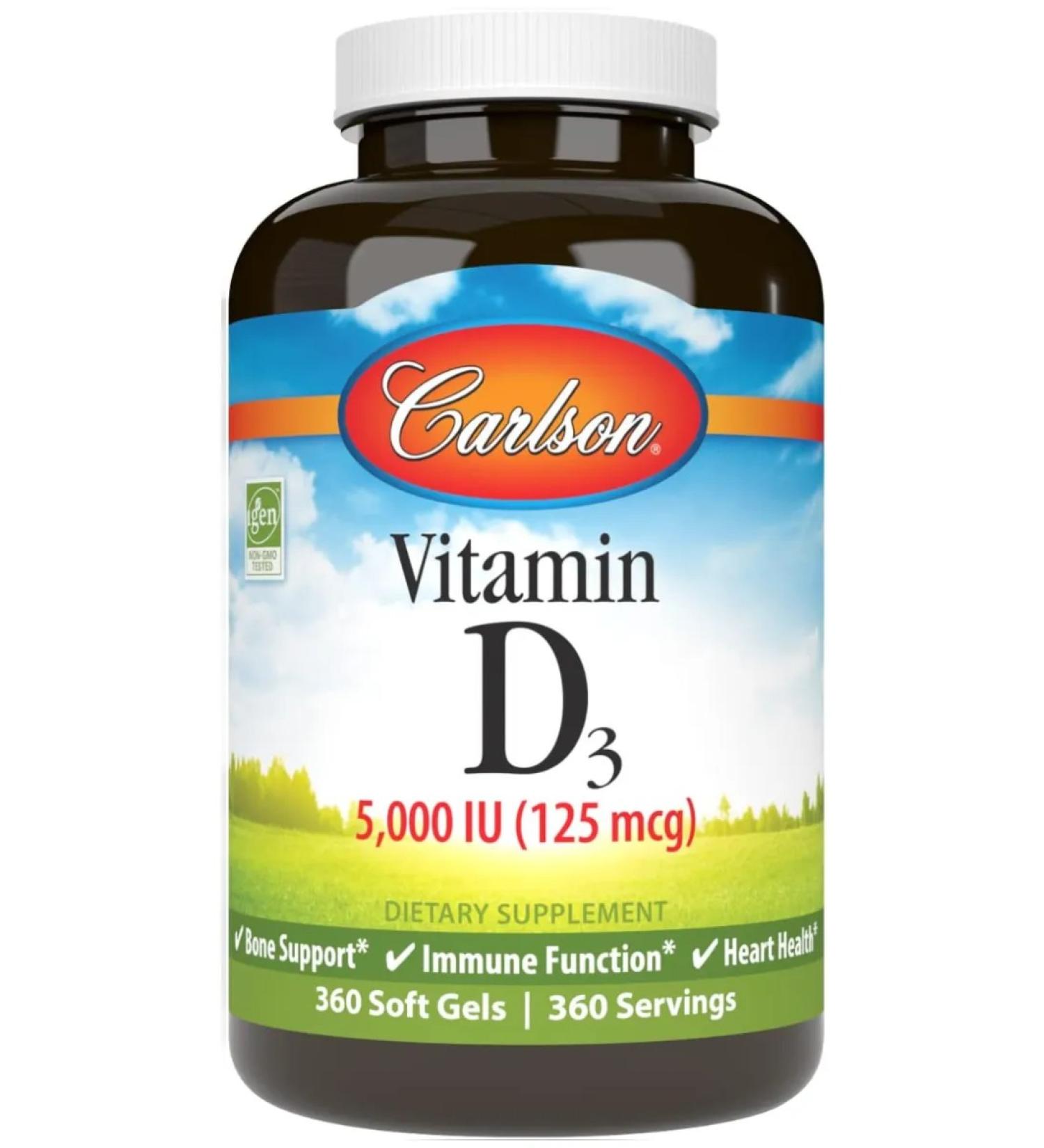 Carlson Labs Vitamin D3 5000 IU 360 Softgels (Vitamin D3) - Buy Online on GoSupps.com