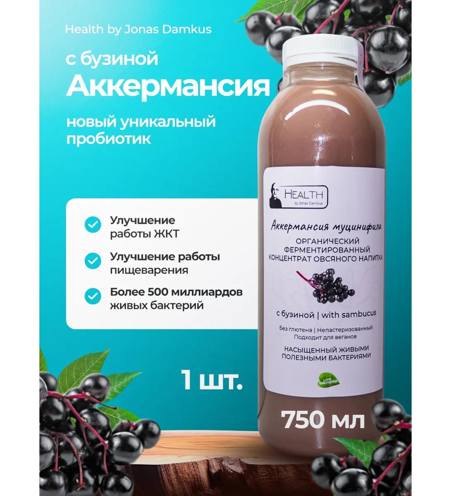 Health by Jonas Damkus Ackermansia oatmeal with an elderberry 750 ml 1 pcs - Buy Online on GoSupps.com