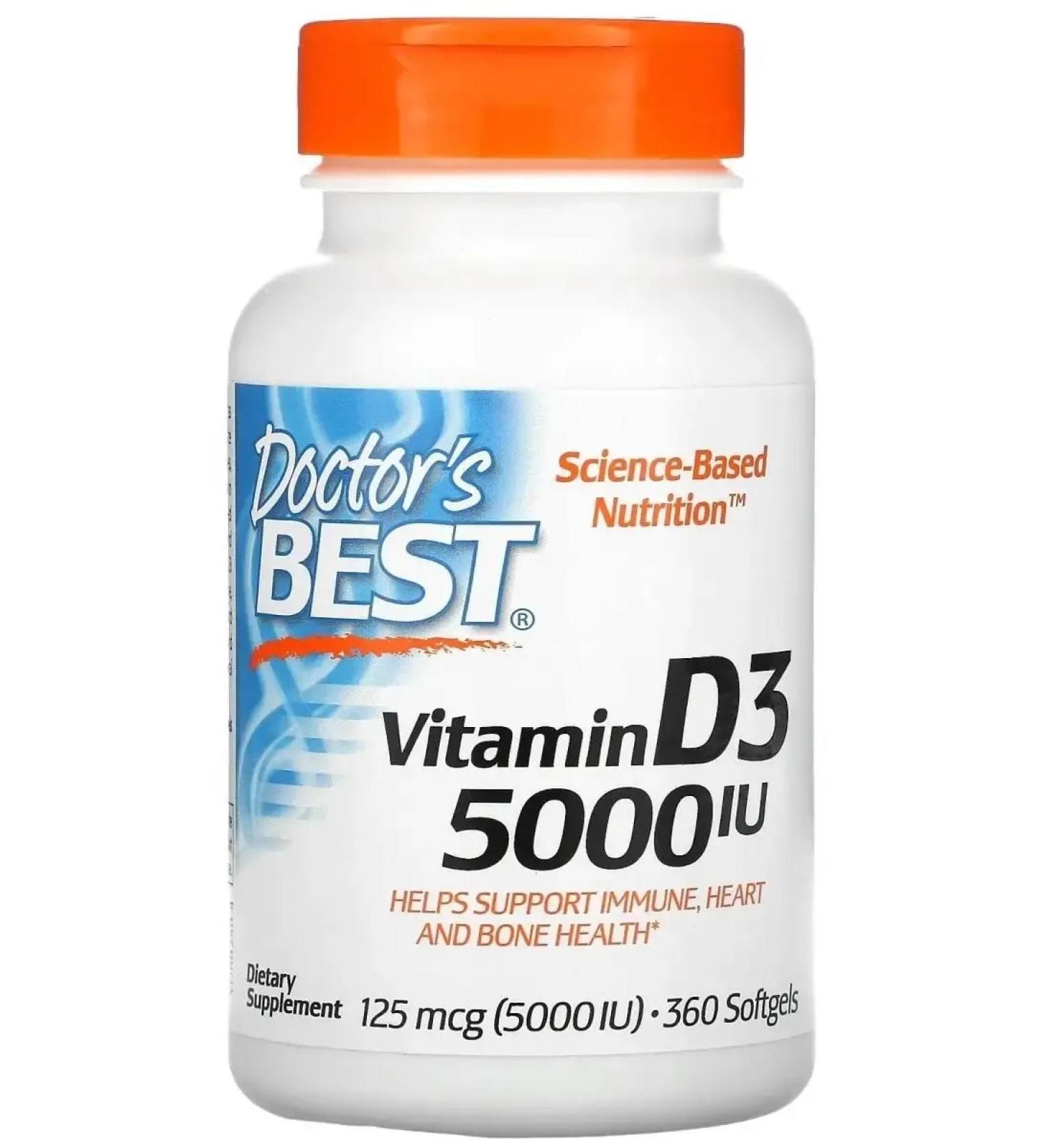 Doctor's Best Vitamin D3 5000 ME 360 capsules - Buy Online on GoSupps.com