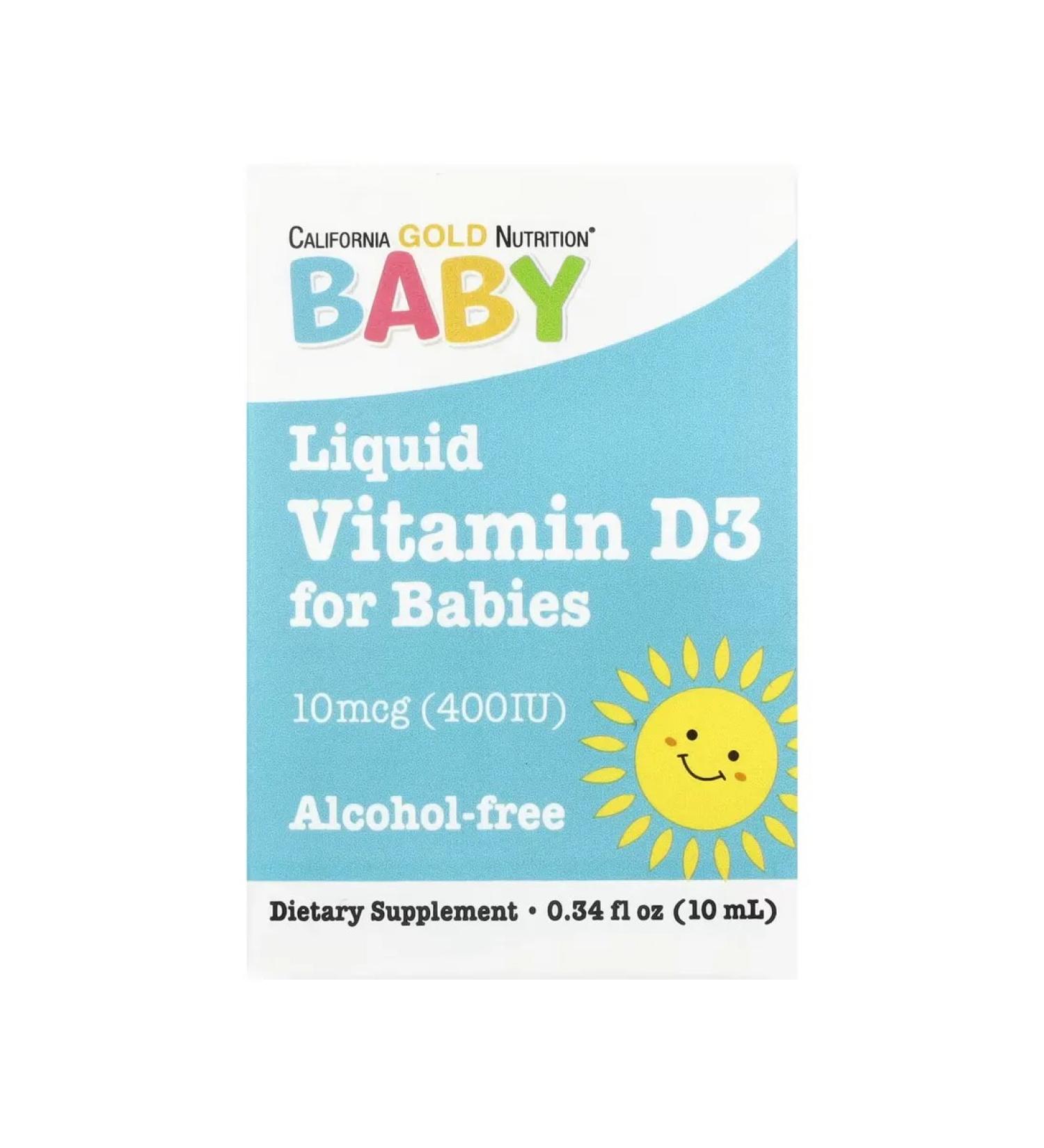 California Gold Nutrition Baby Vitamin D3 Children's 400 IU 10 ml - Buy Online on GoSupps.com